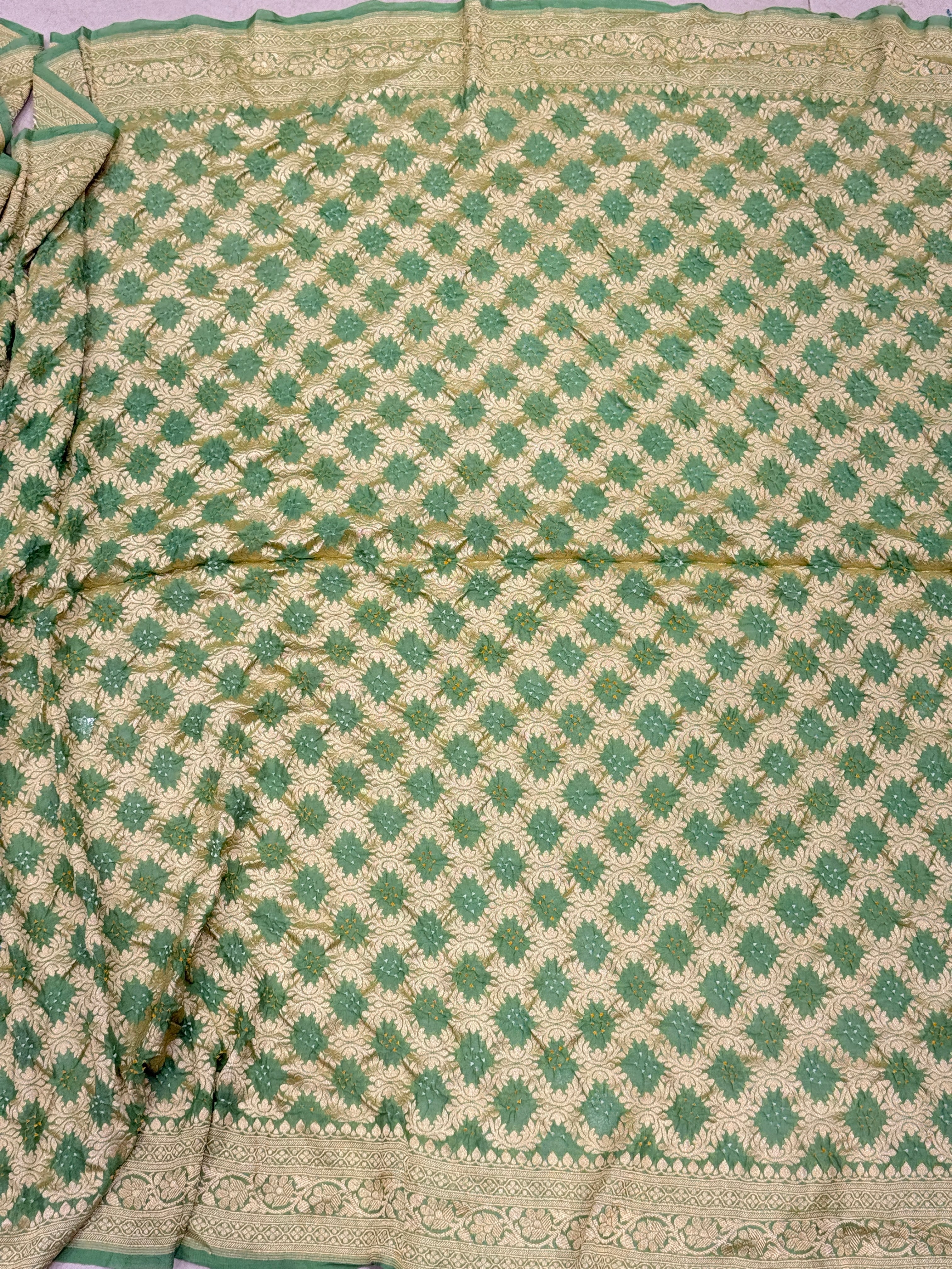 Light Green Bandhej Bandhini Saree