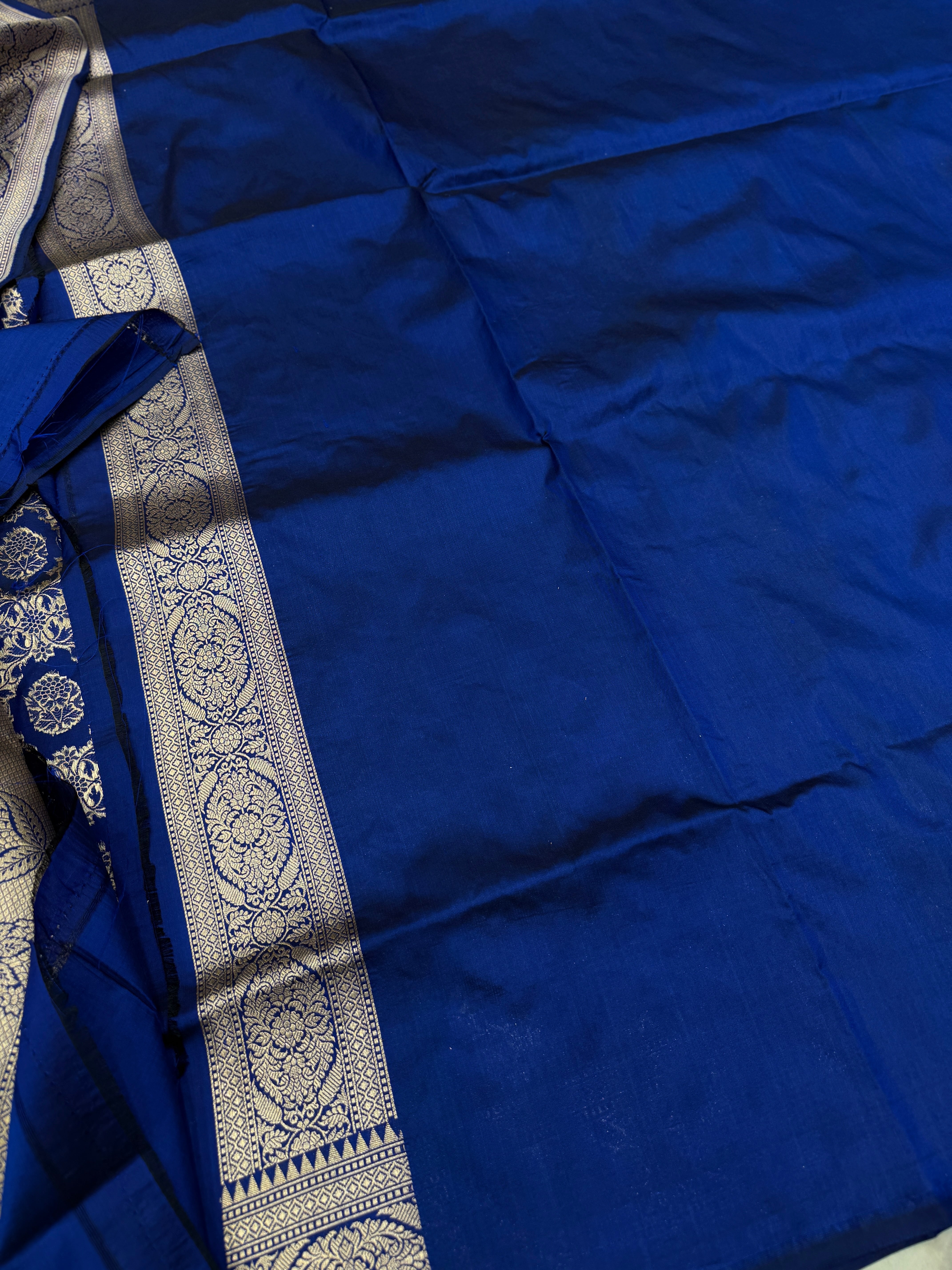 Blue Cross Jaal Handloom Banarasi Katan Silk Saree