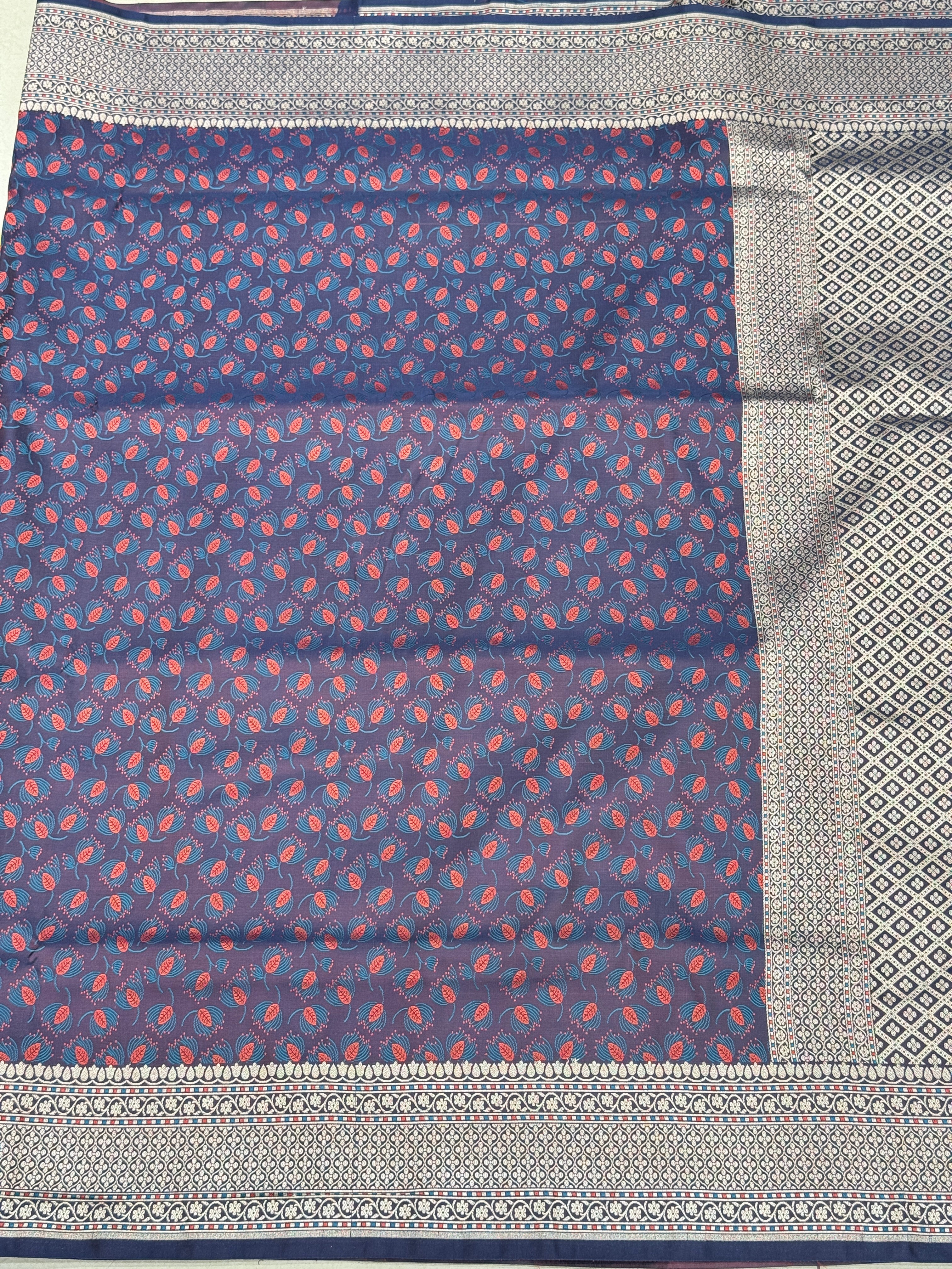 Blue Contemporary Banarasi Mushru Contrast Resham Saree