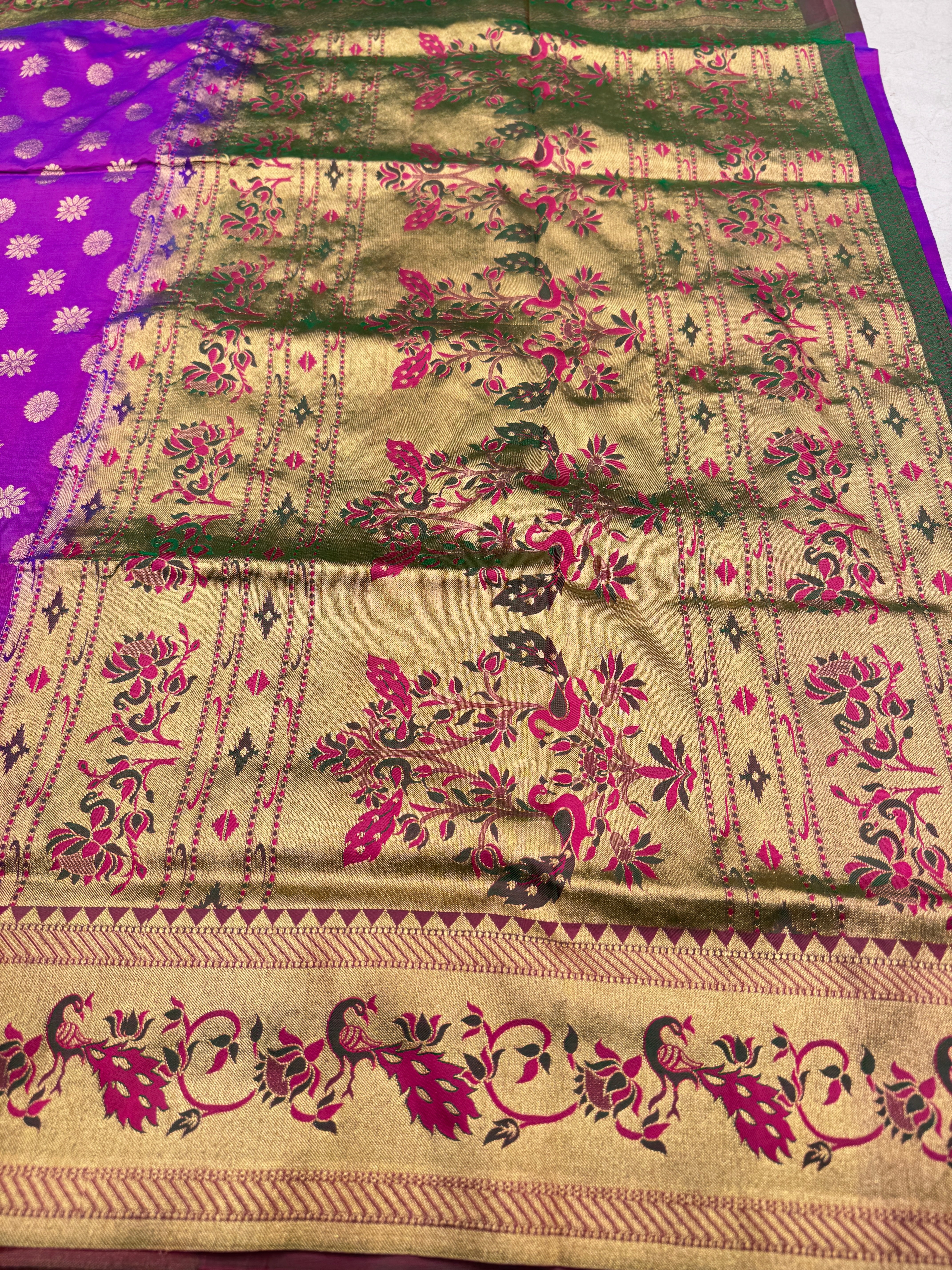 Violet Pure Silk Paithani Saree