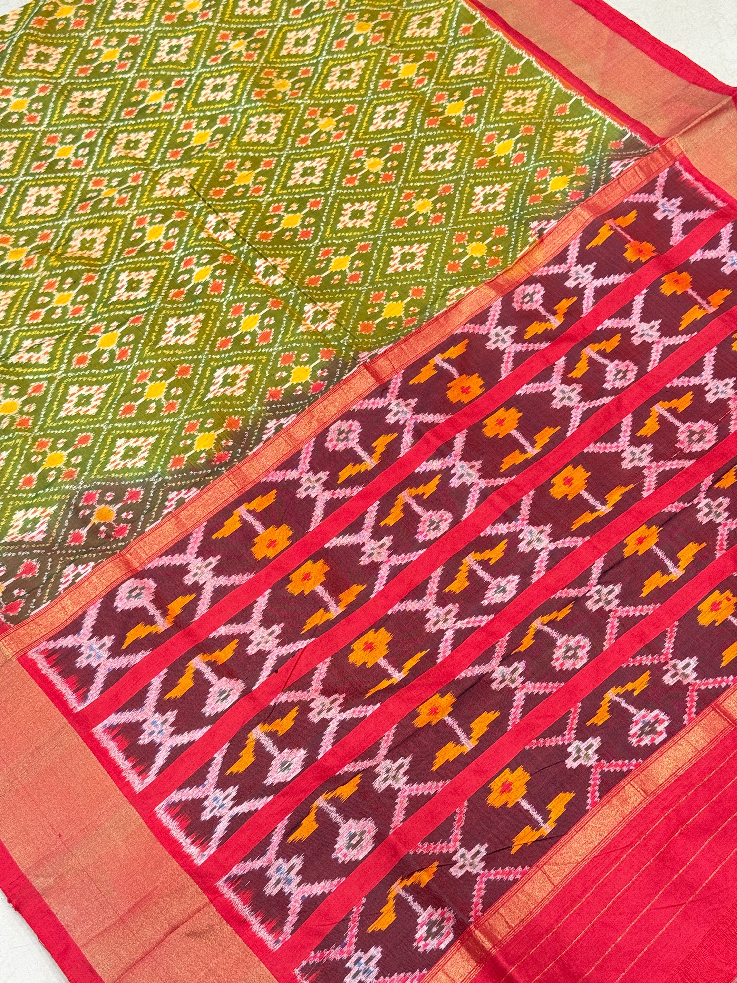 Green Rajkot Handloom Patola Silk Saree