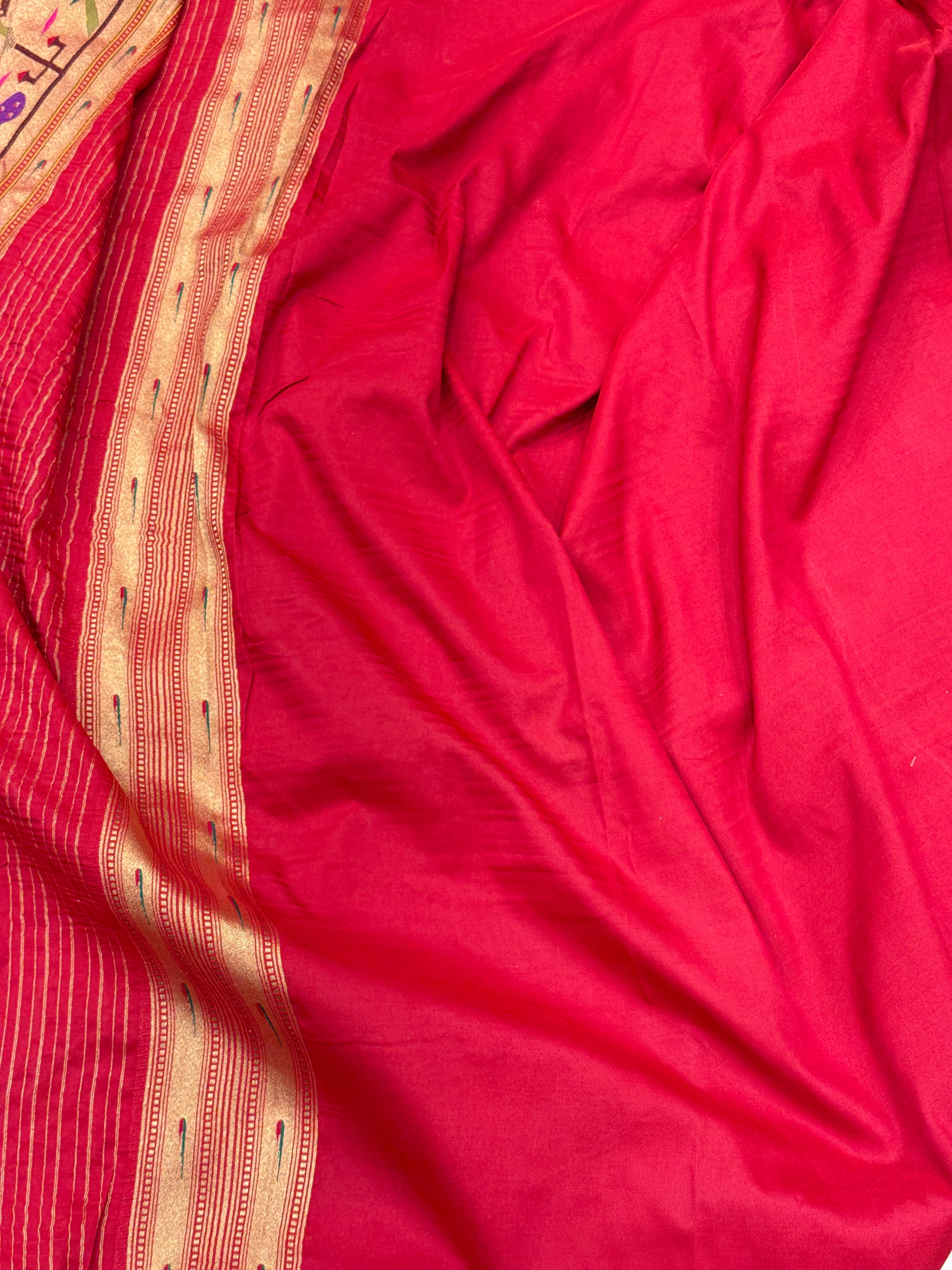Bottle Green Munga Paithani Saree