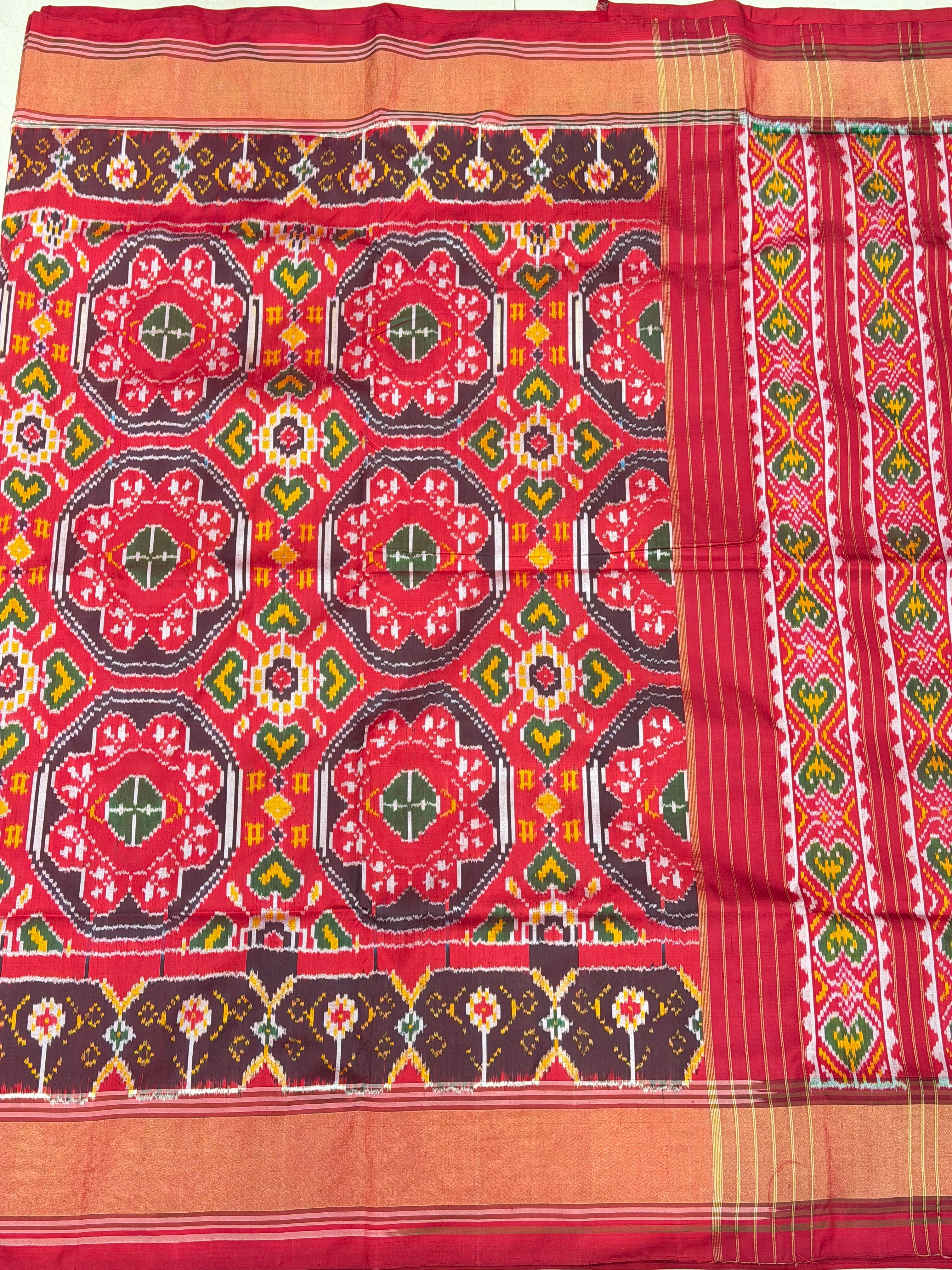 Red Chhabadi Patan Handloom Ikat Patola Silk Saree