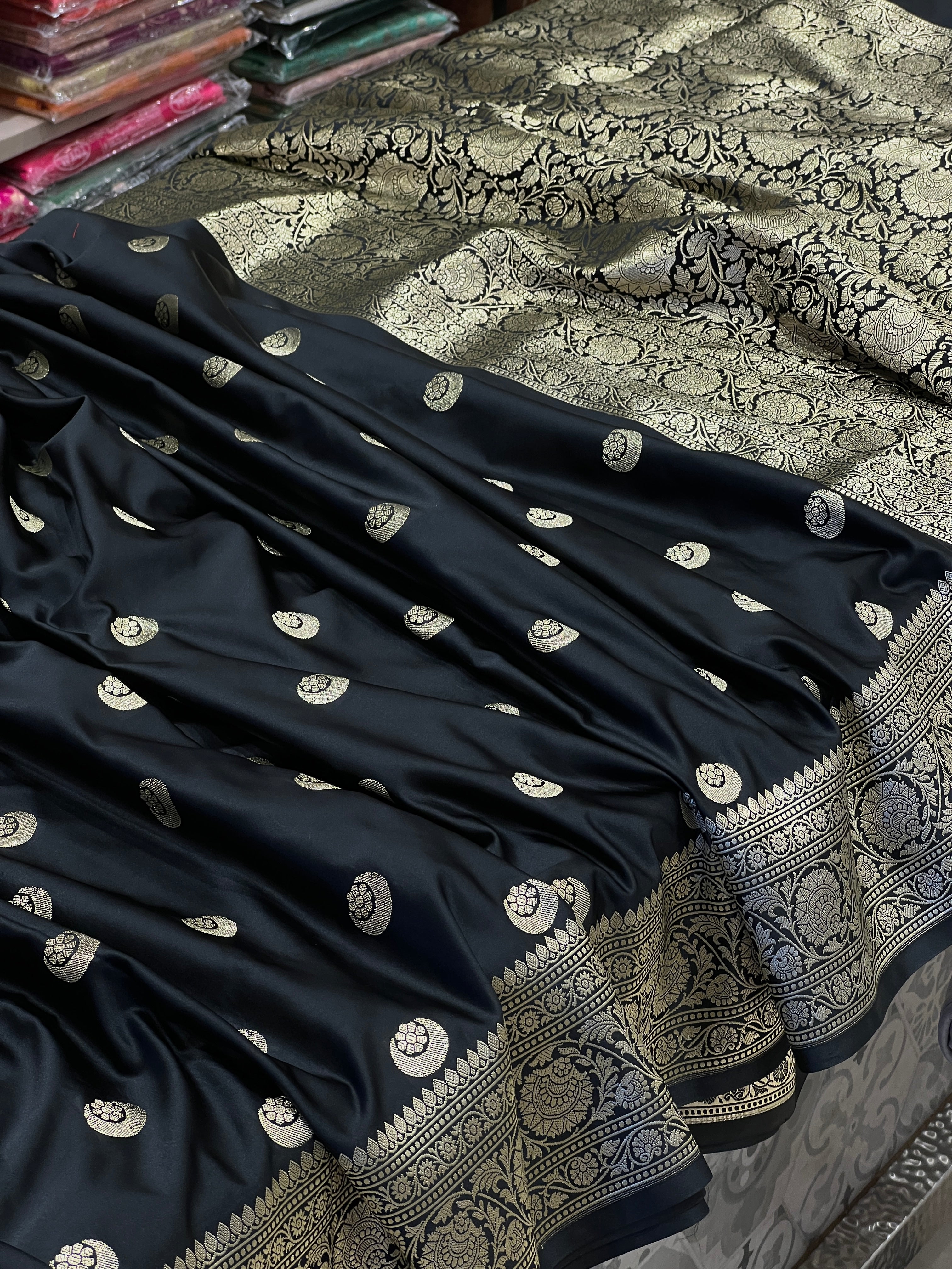 Black Banarasi Chand Butti Saree