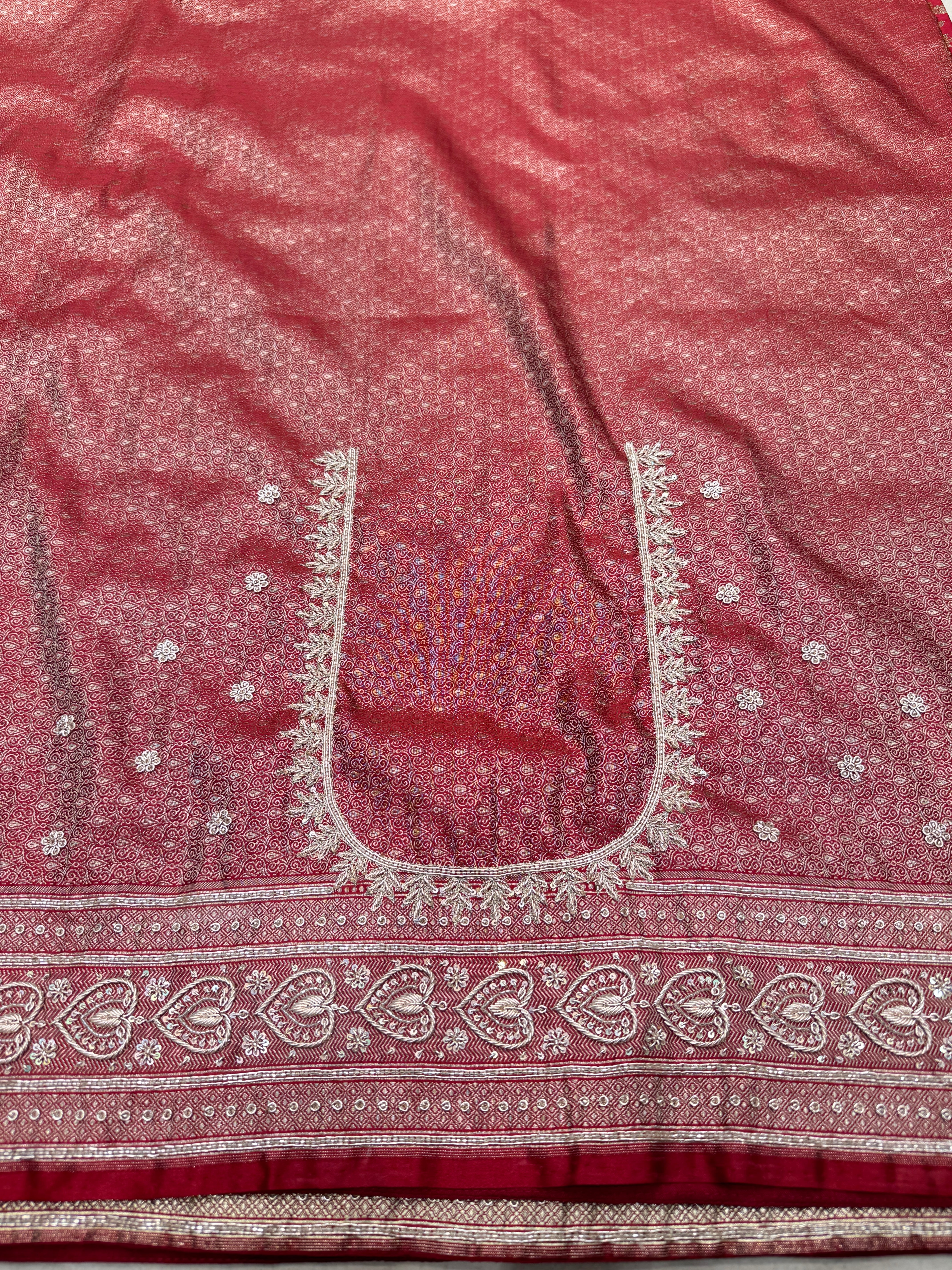 Red Banarasi Zardosi Jaal Saree