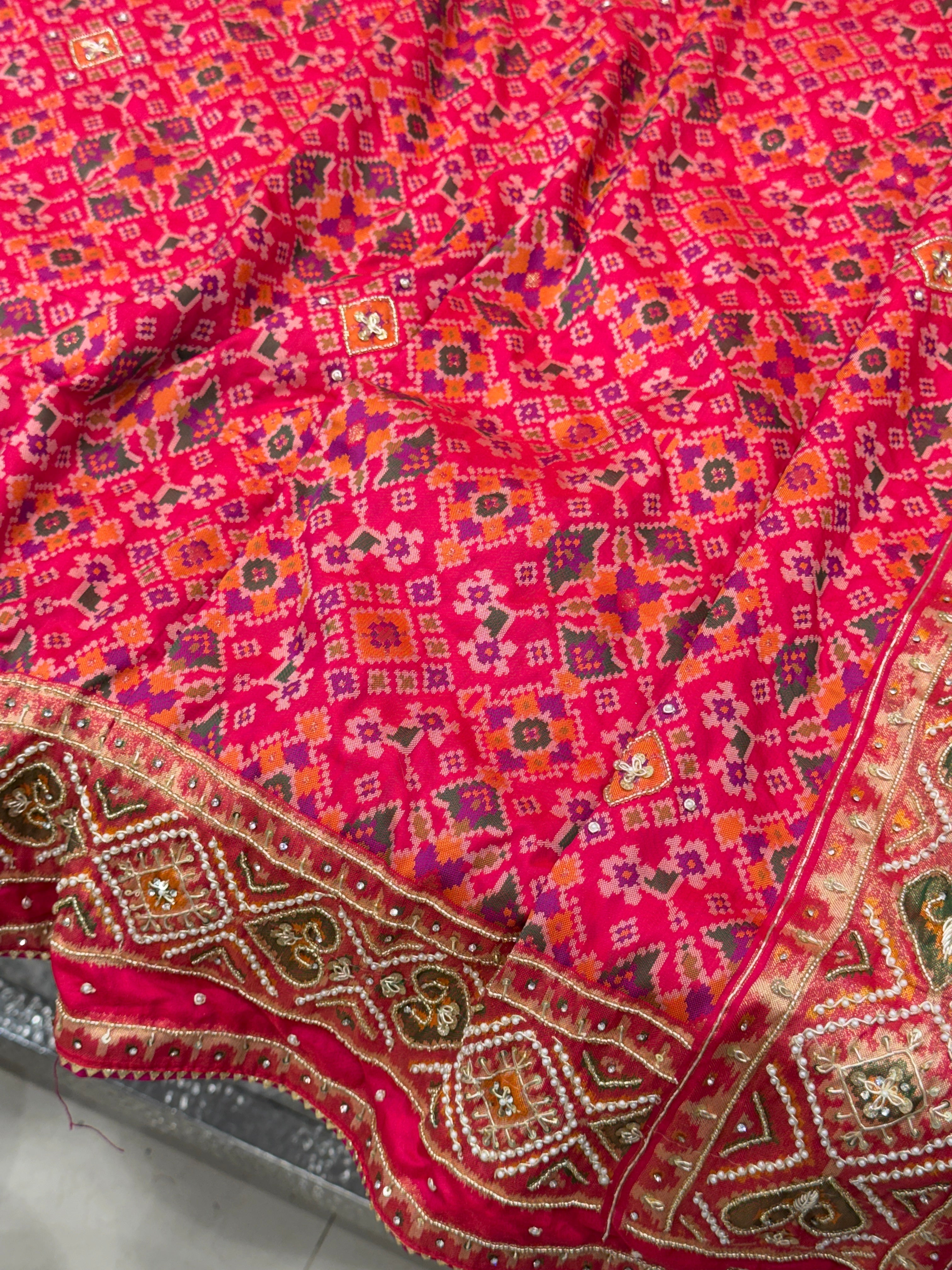 Rani Patola Ratan Bhat Hand Embroidery Saree
