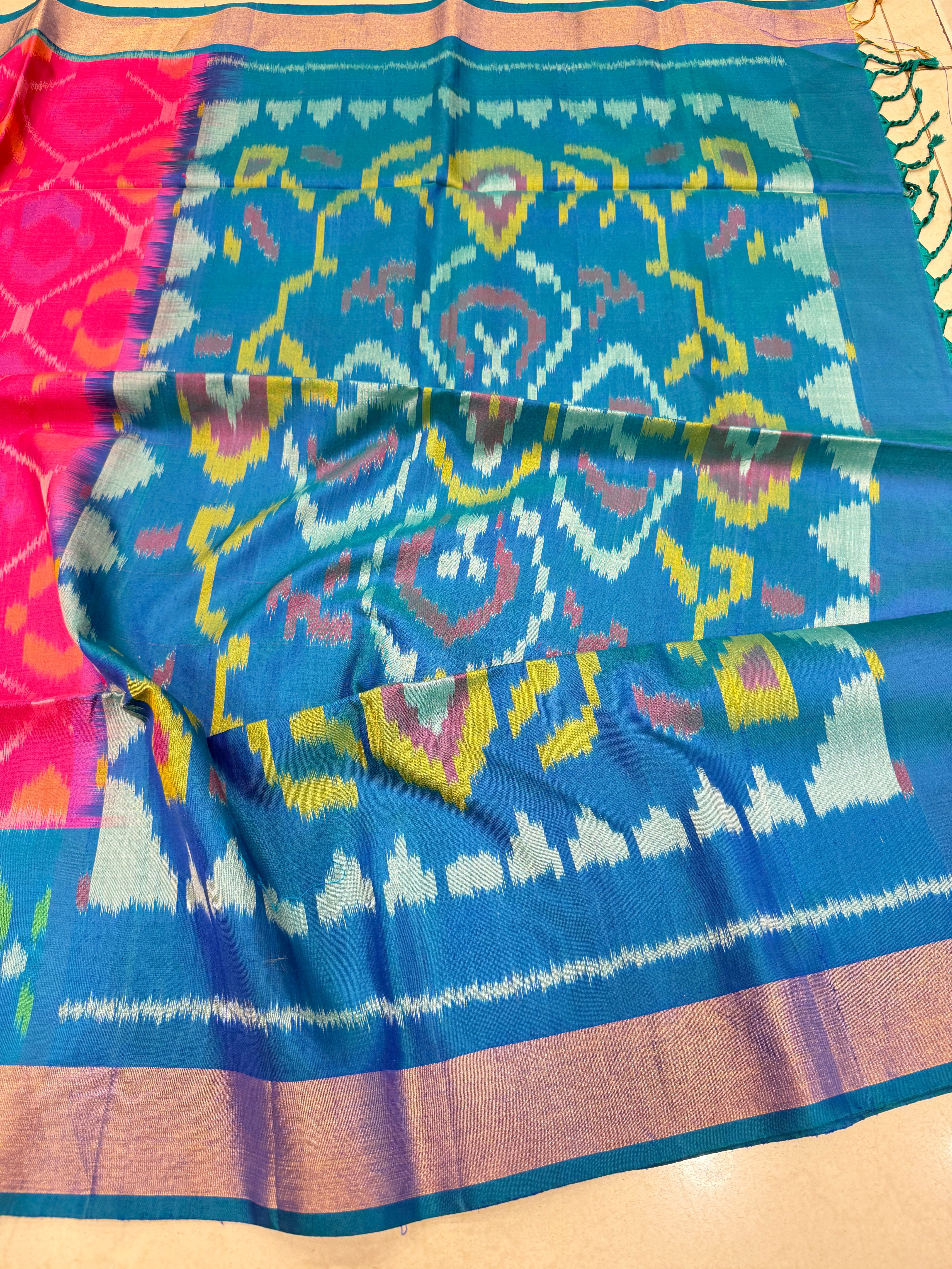 Rani Blue Pochampally Ikat Silk Patola Saree
