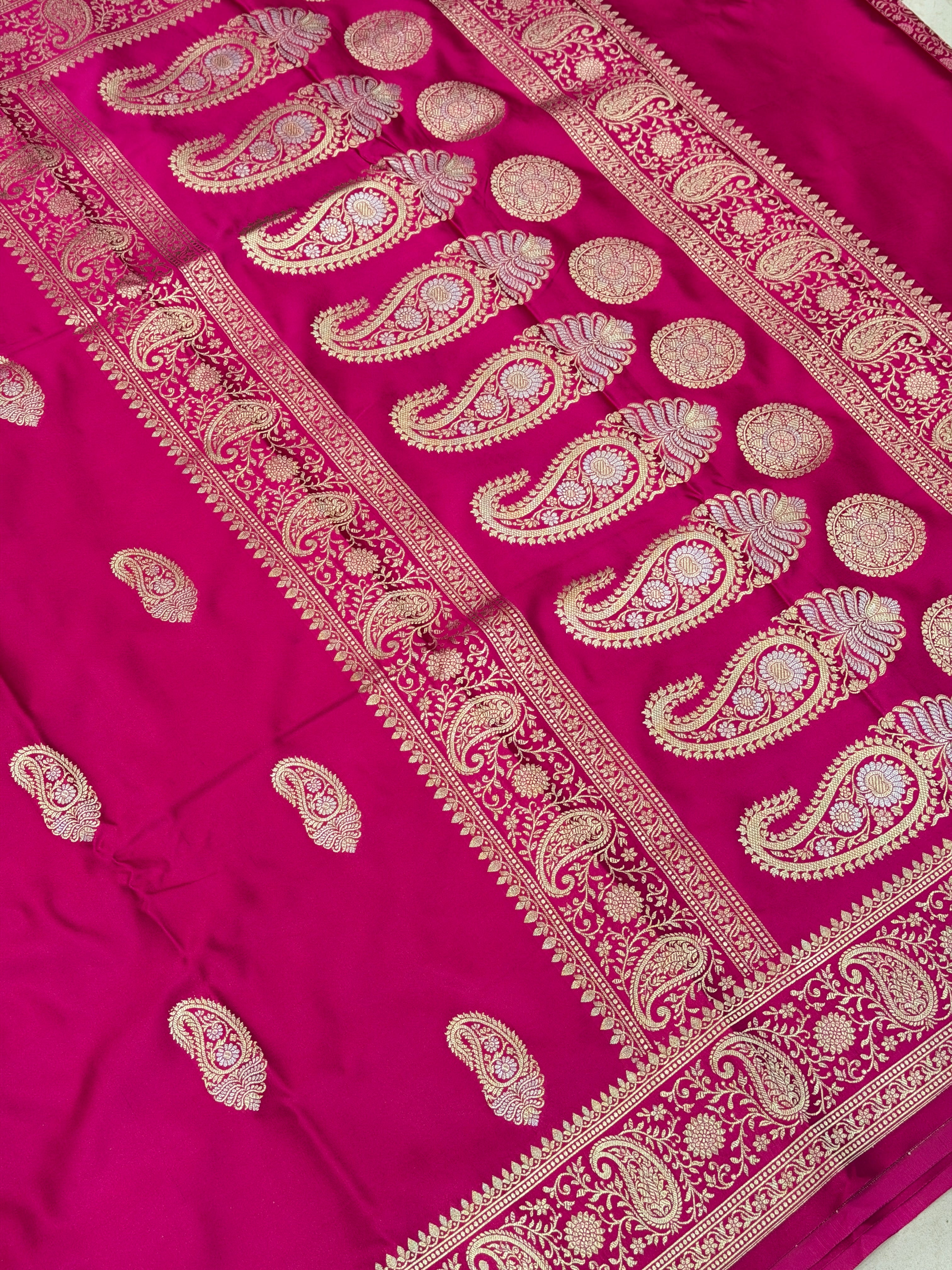 Rani Pink Sona Roopa Keri Butta Banarasi Silk Saree