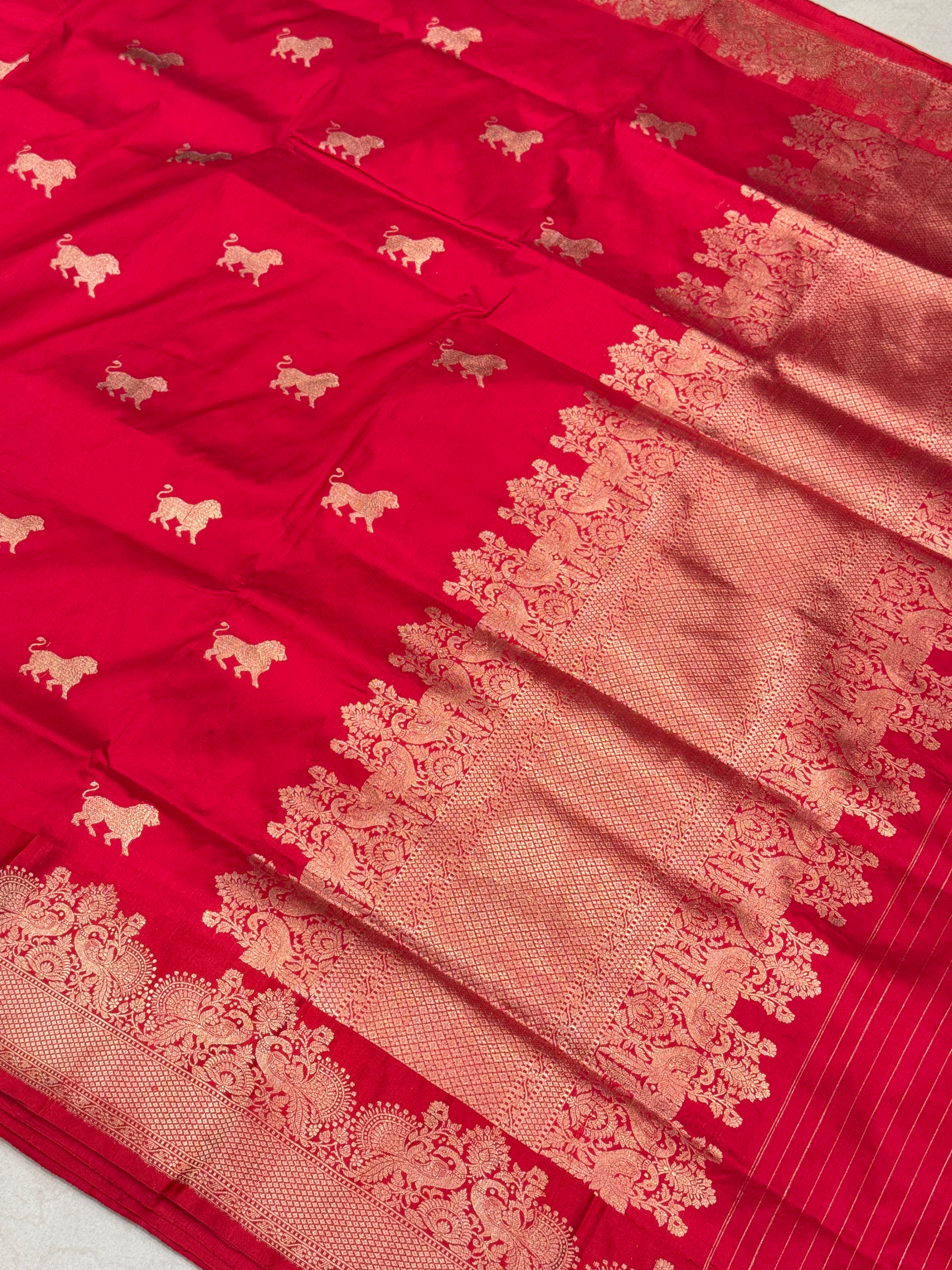 Red Tiger Weave Banarasi Handloom Saree