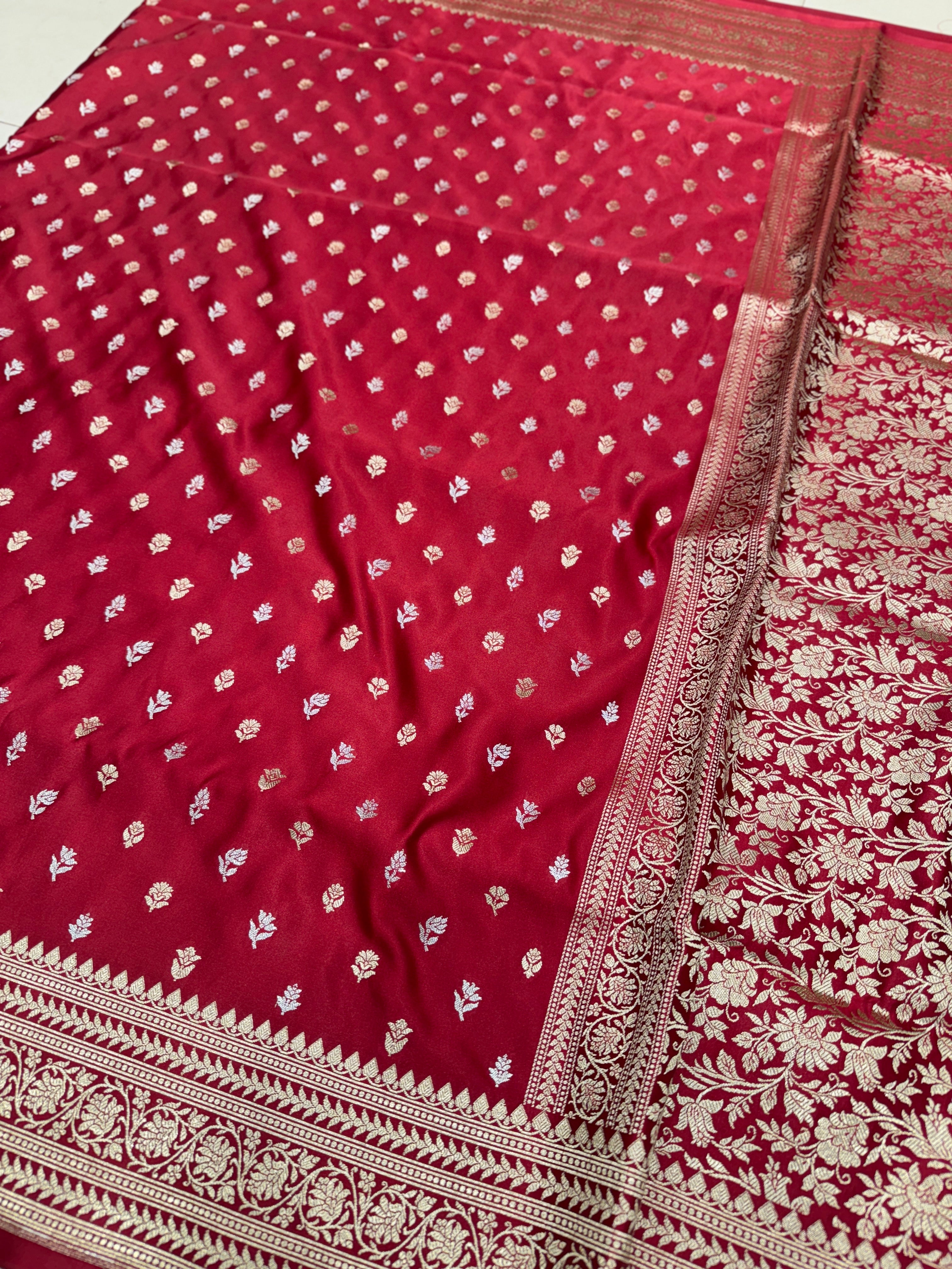 Maroon Sona Rupa Butti Banarasi Silk Saree