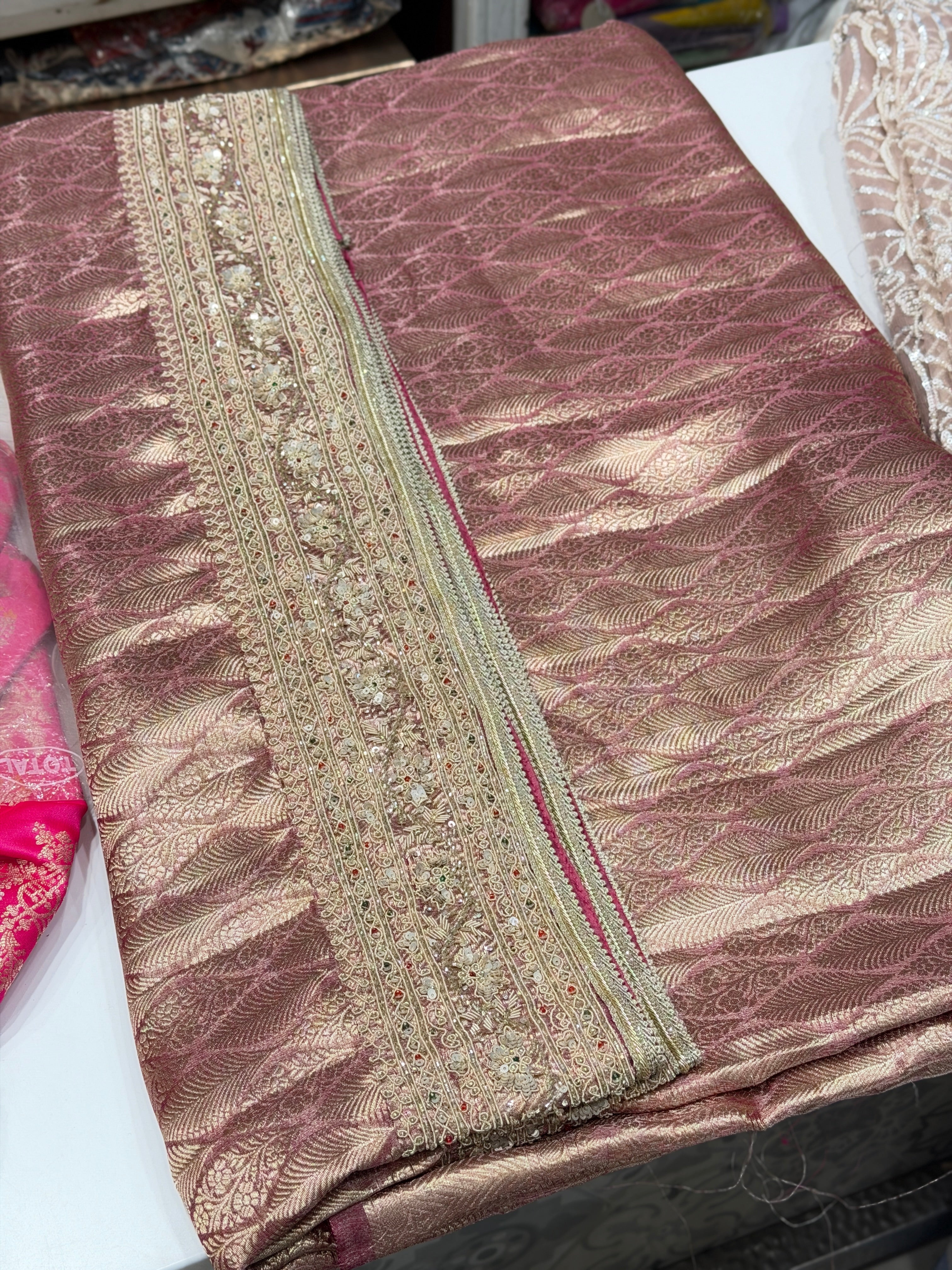 Red Tissue Kanjivaram Contemporary Hand Embroidery Saree