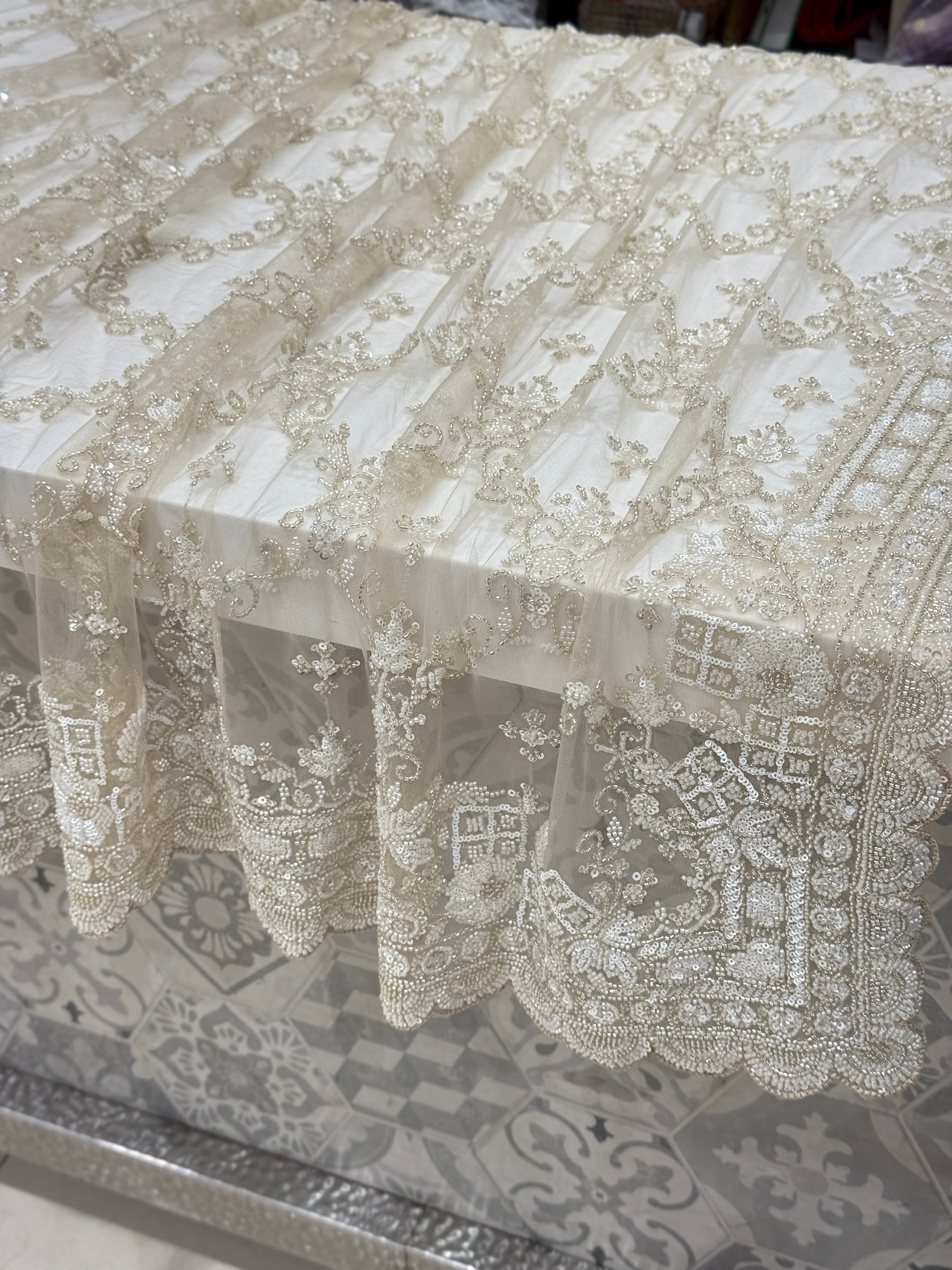 Net Moti Sequin Jaal Embroidery Saree