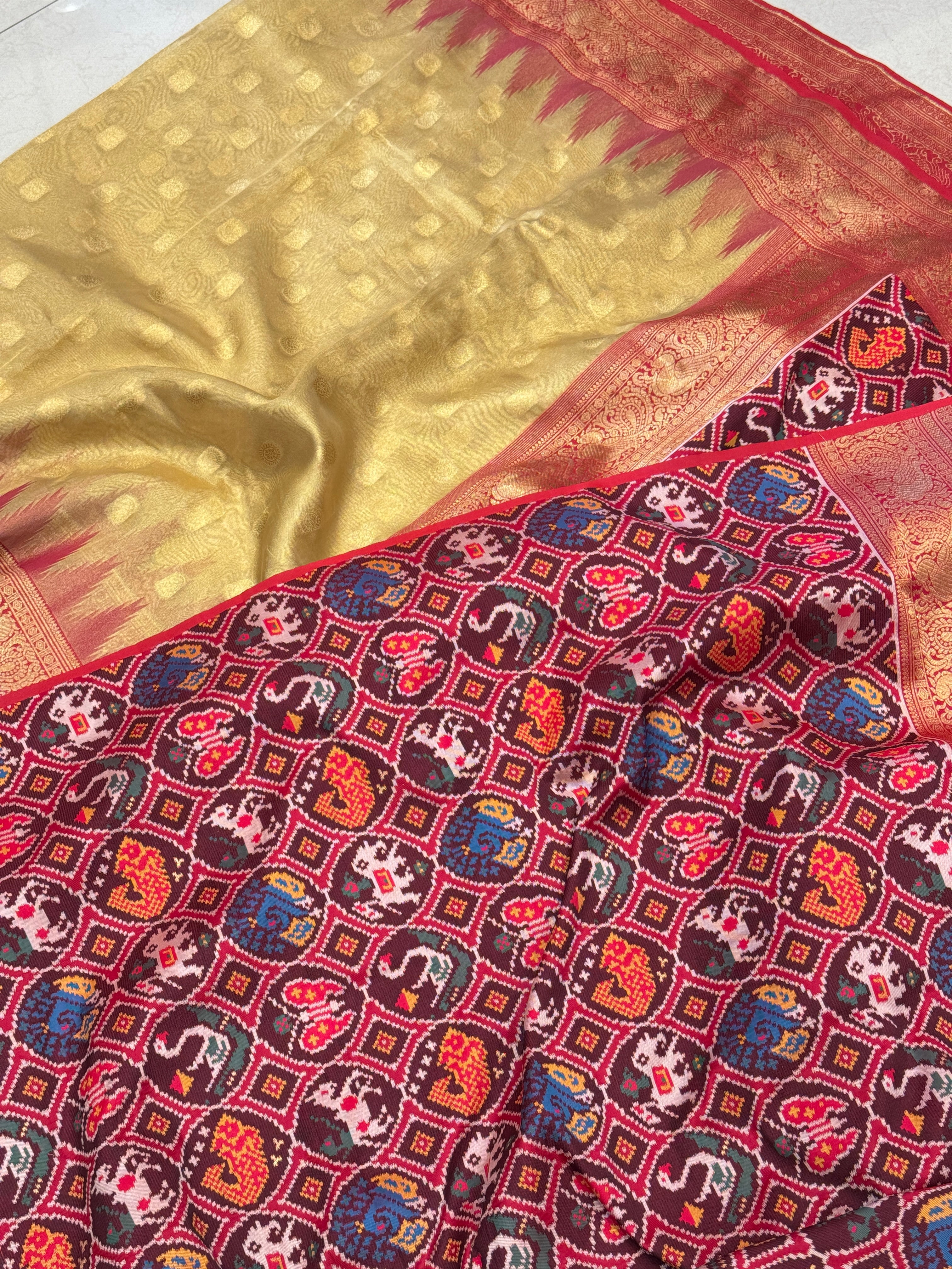 Golden Tissue Patola Saree