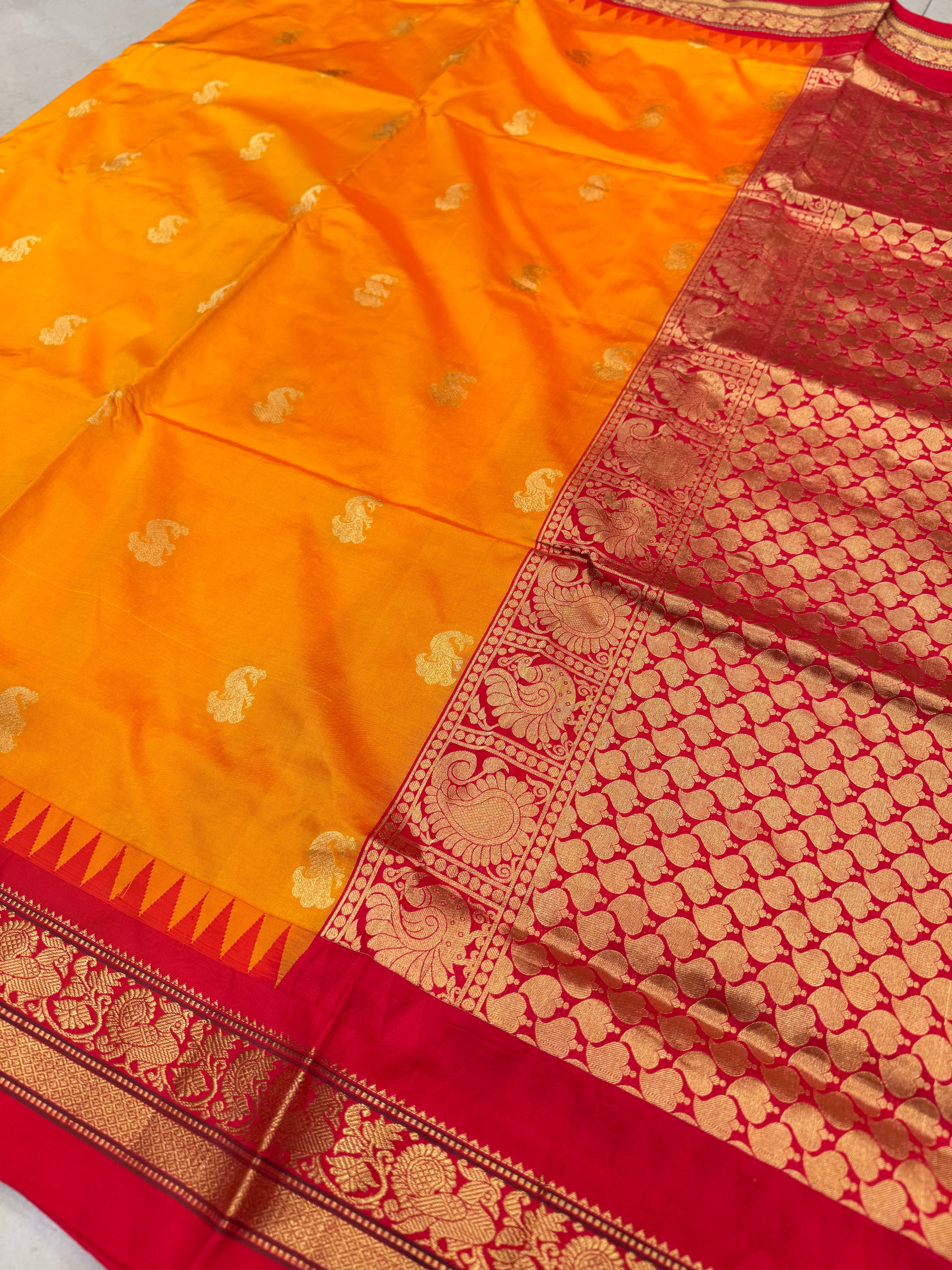 Orange Pure Silk Paithani Saree