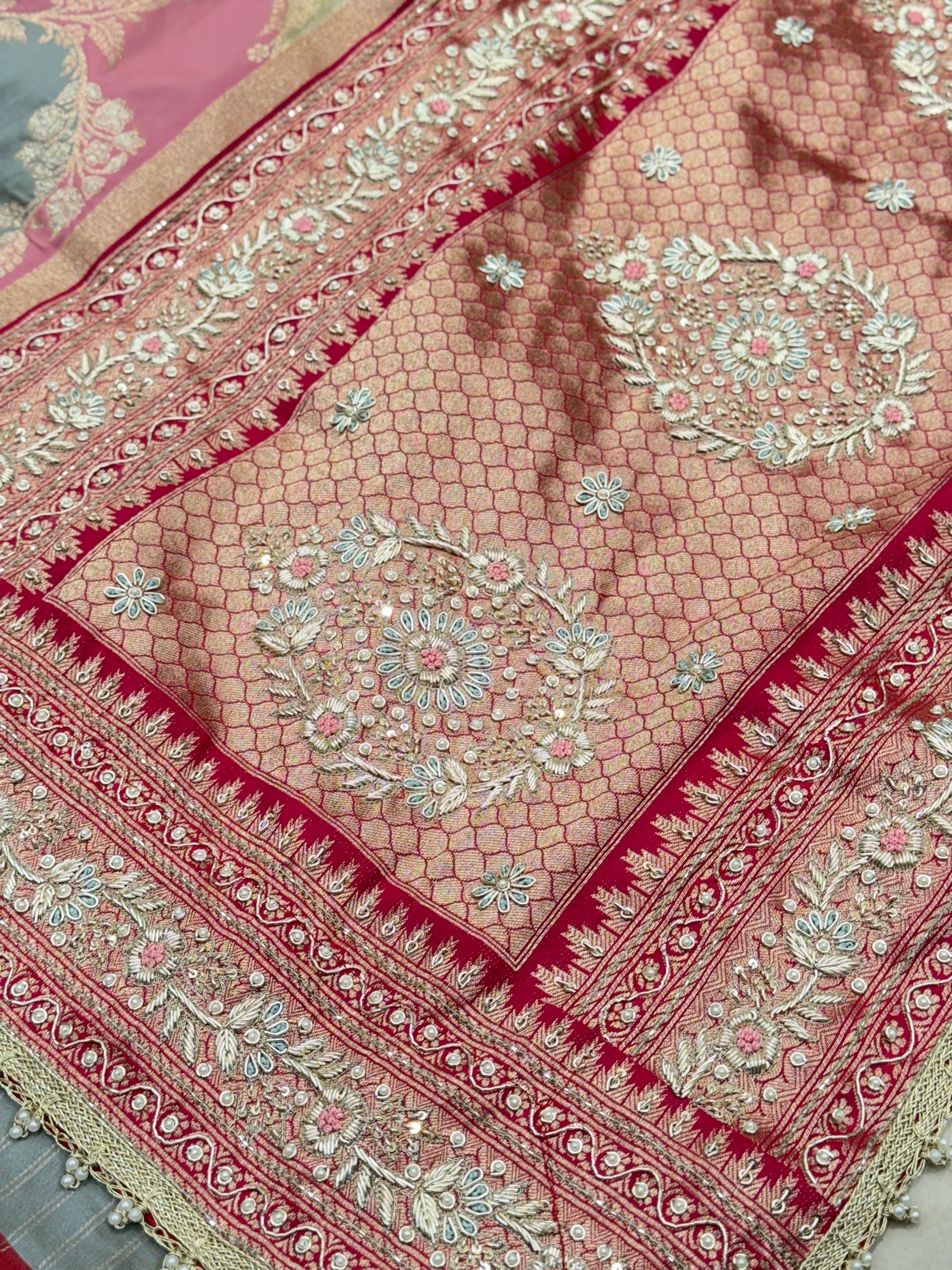 Banarasi Rangkat Tissue Weaved Zardosi Embroidery Saree