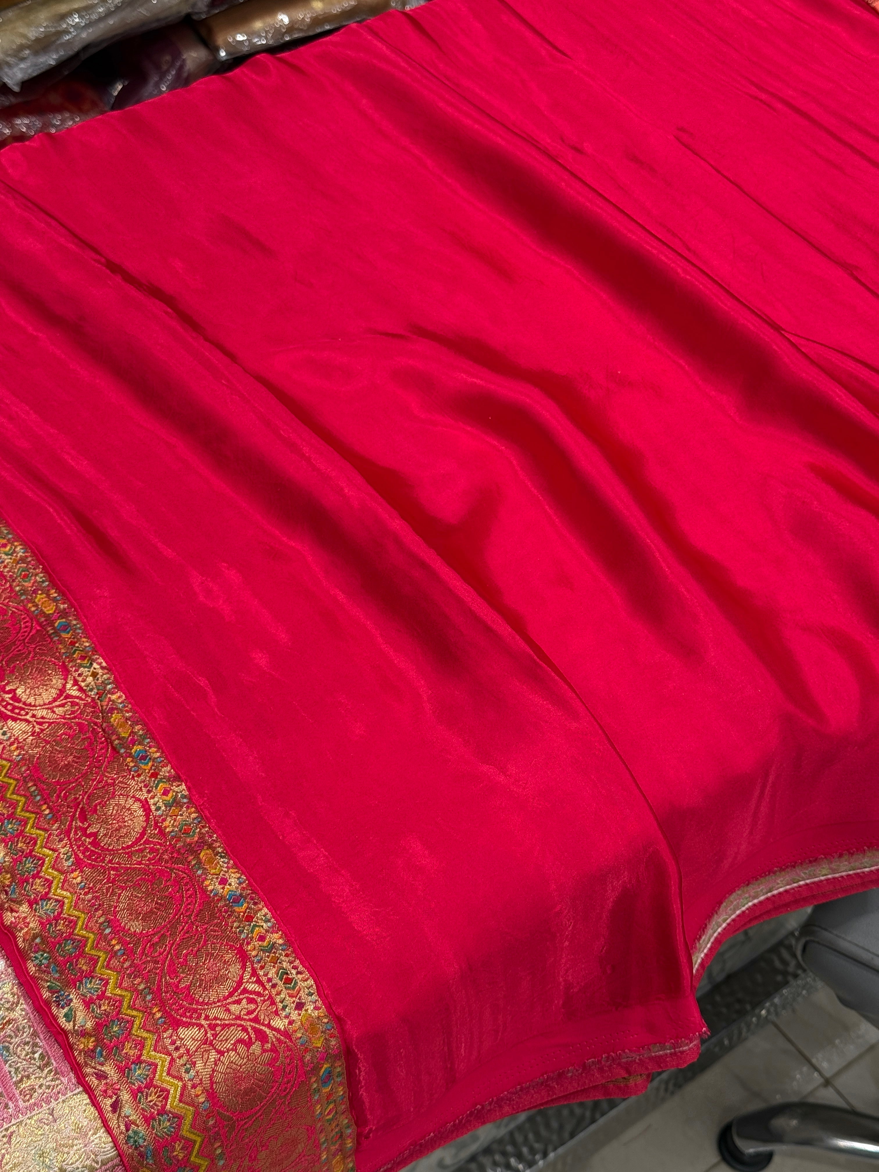 Rani Contemporary Banarasi Rangkat Modal Satin Checkered Saree