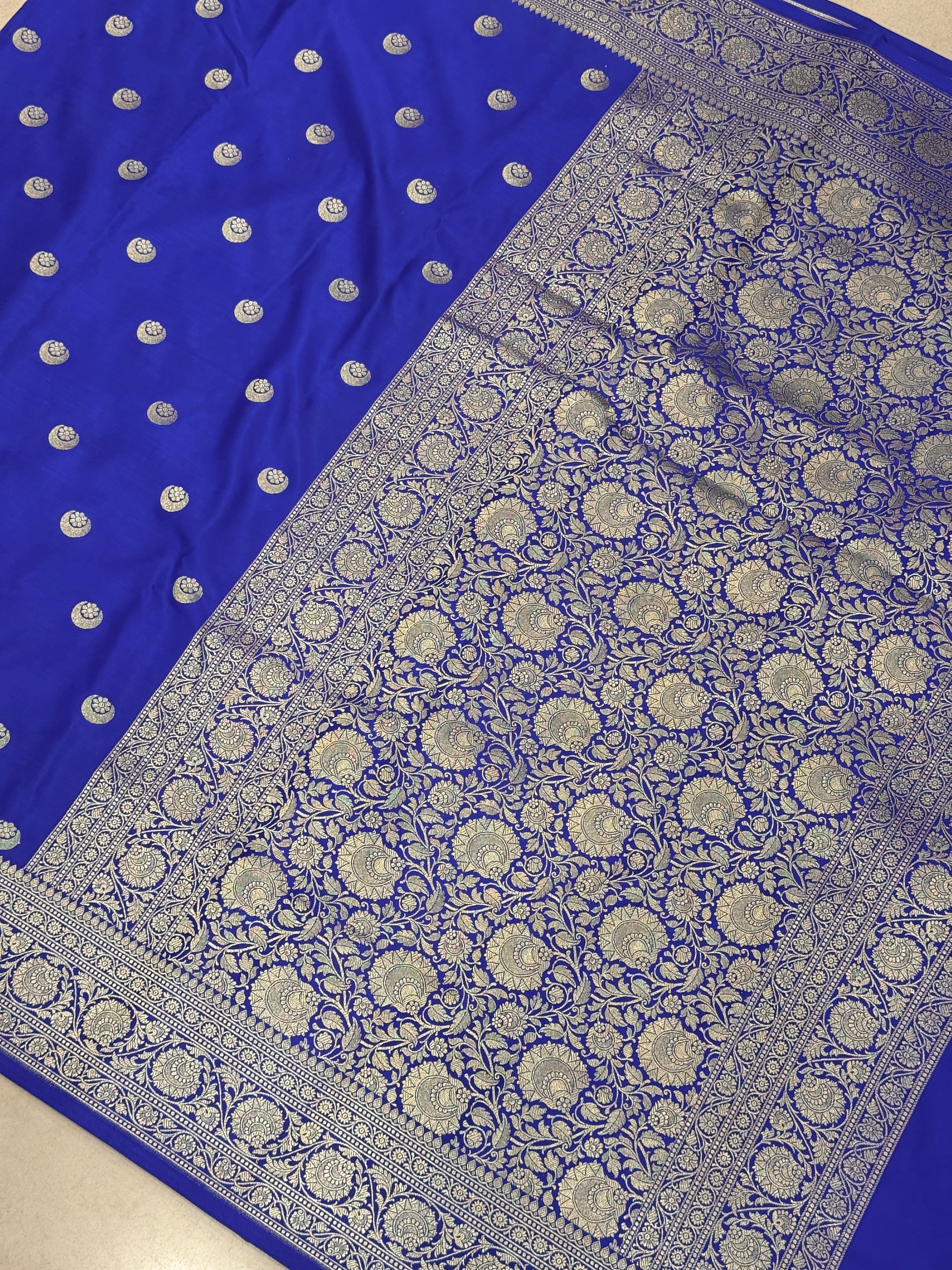 Blue Banarasi Chand Butti Saree