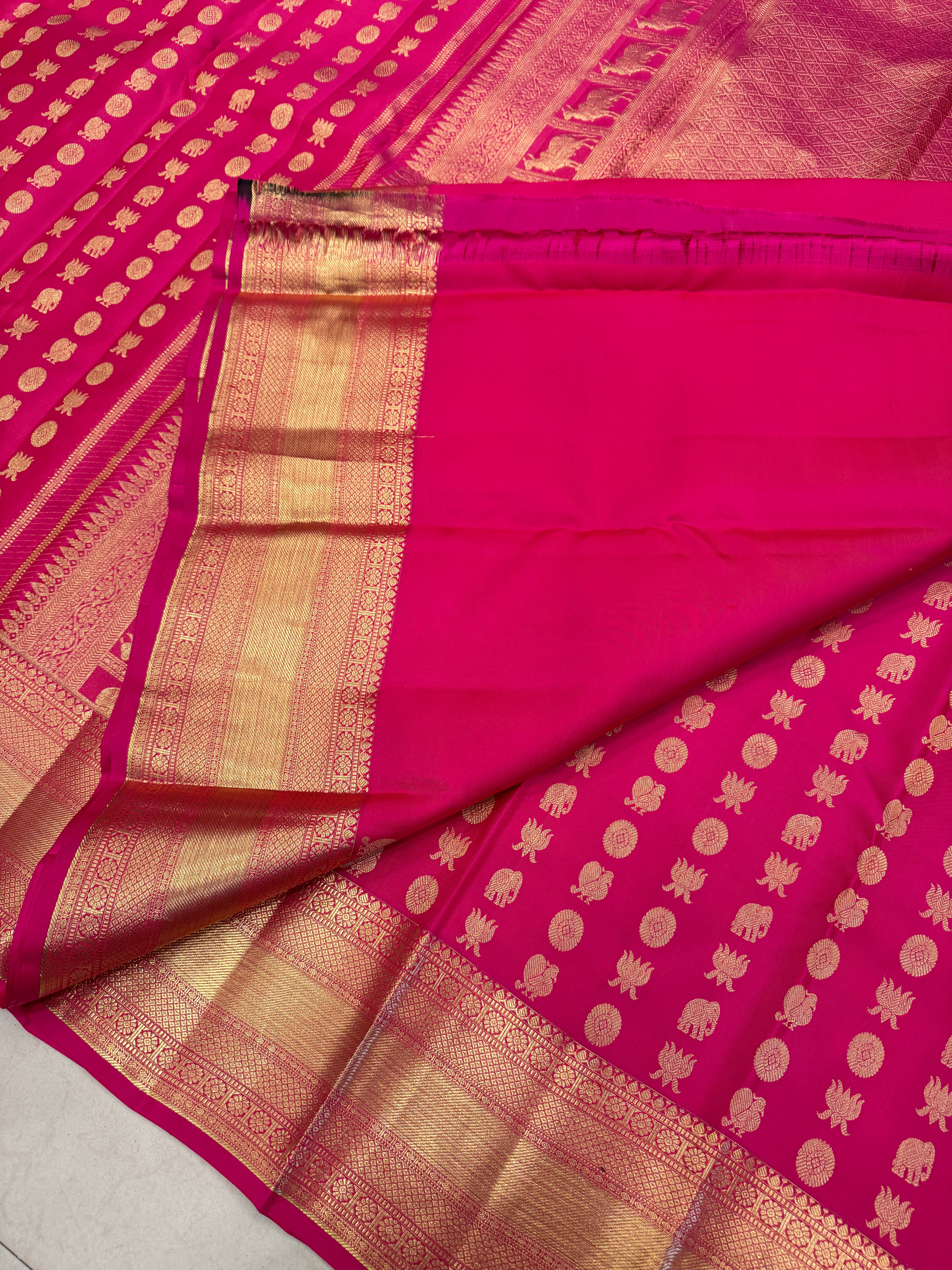 Rani Pink Handloom Pure Silk Kanjivaram Saree