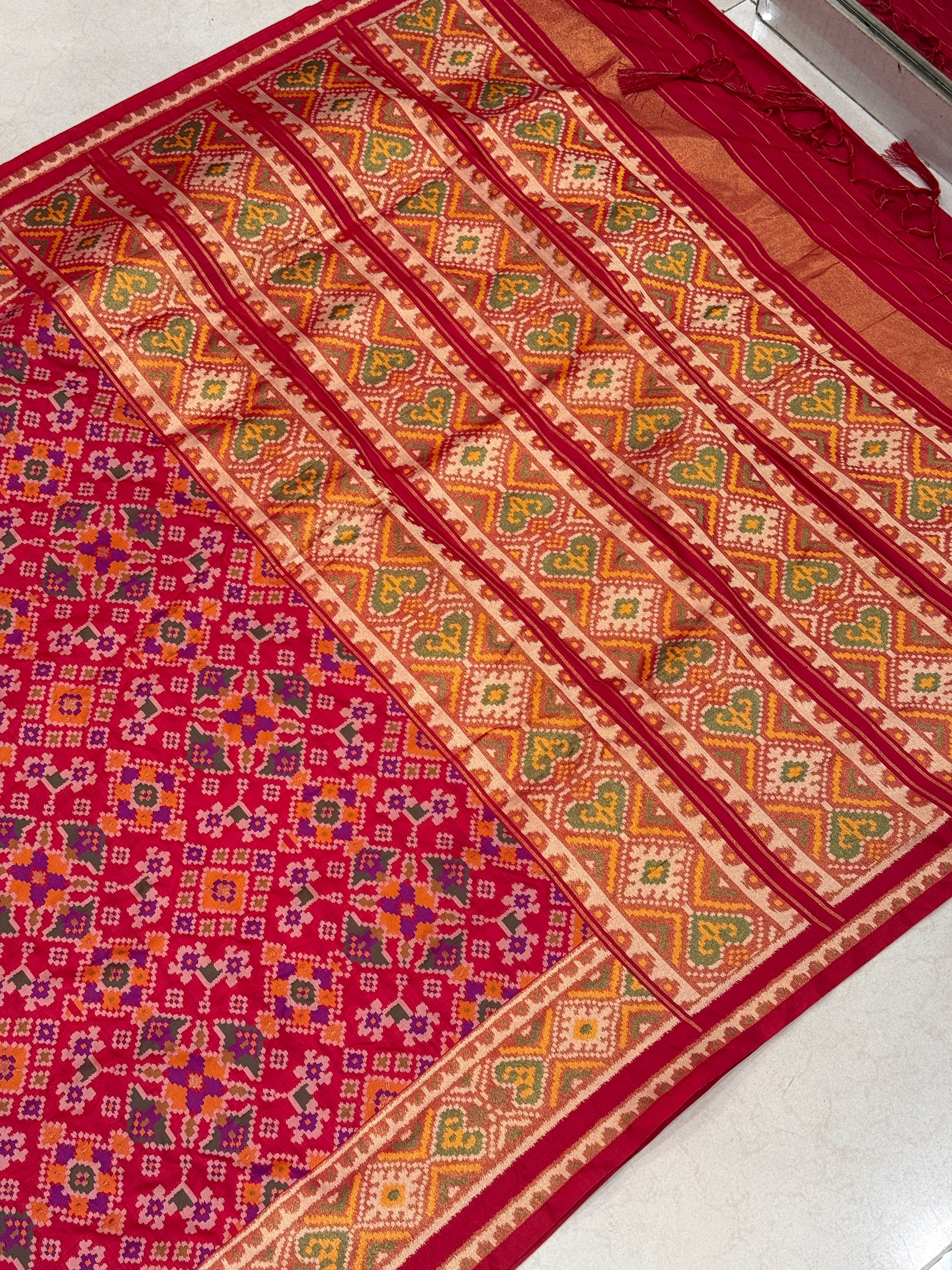 Red Ratan Bhat Semi Silk Weaved Patan Patola Saree