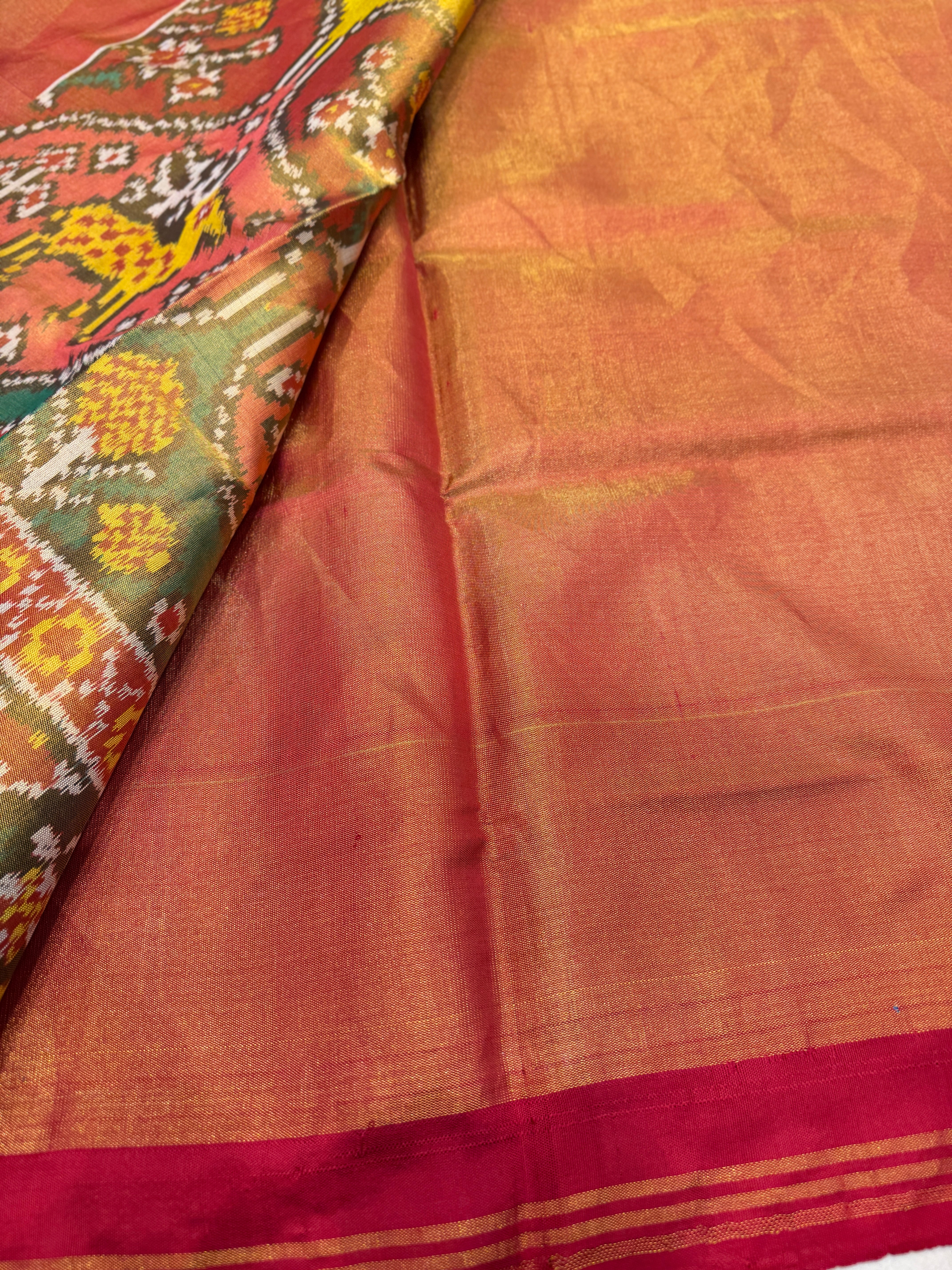 Contemporary Chhabdi Tissue Handloom Patan Patola Ikat Saree