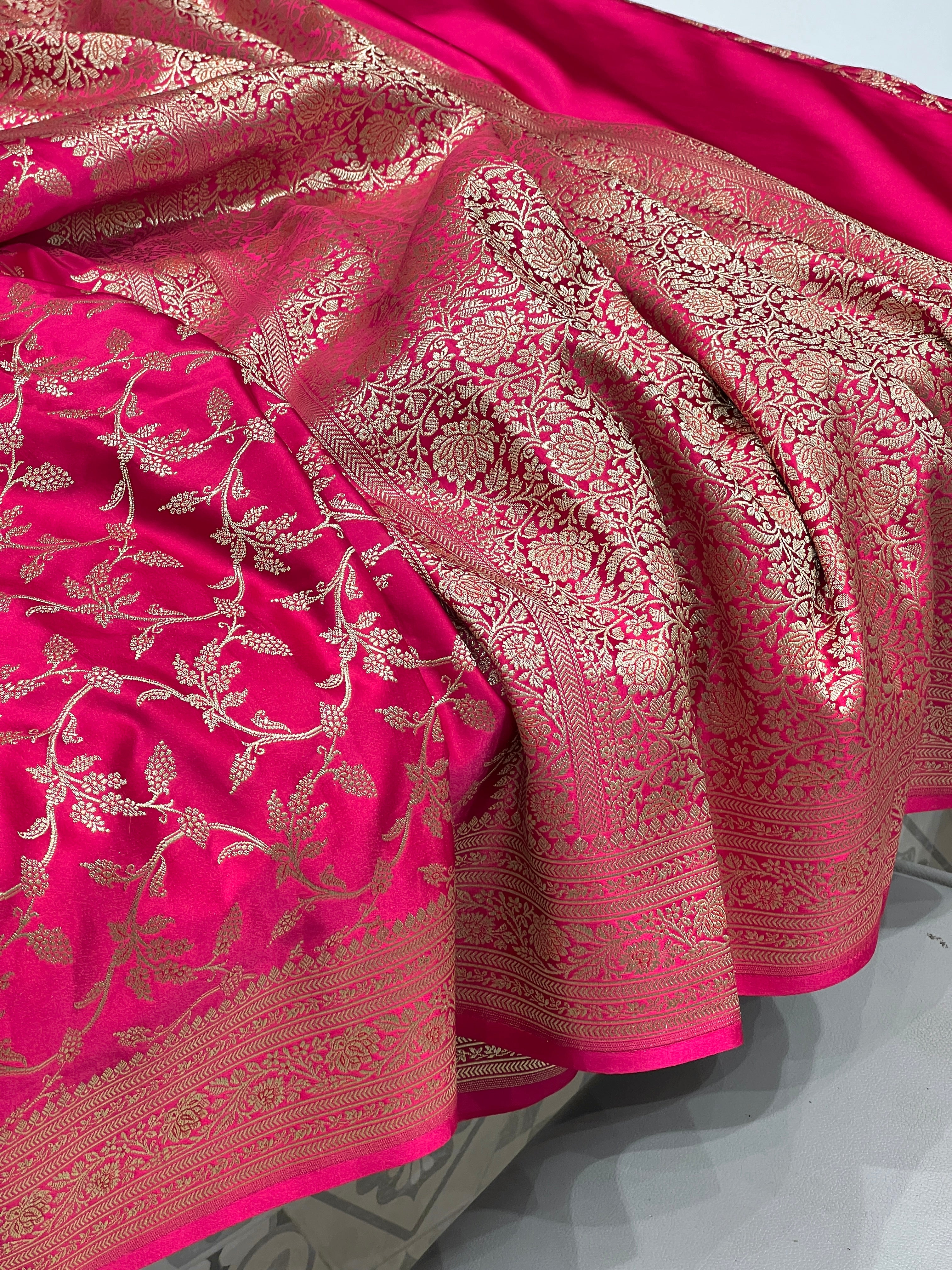 Rani Banarasi Silk Pine Jaal Saree