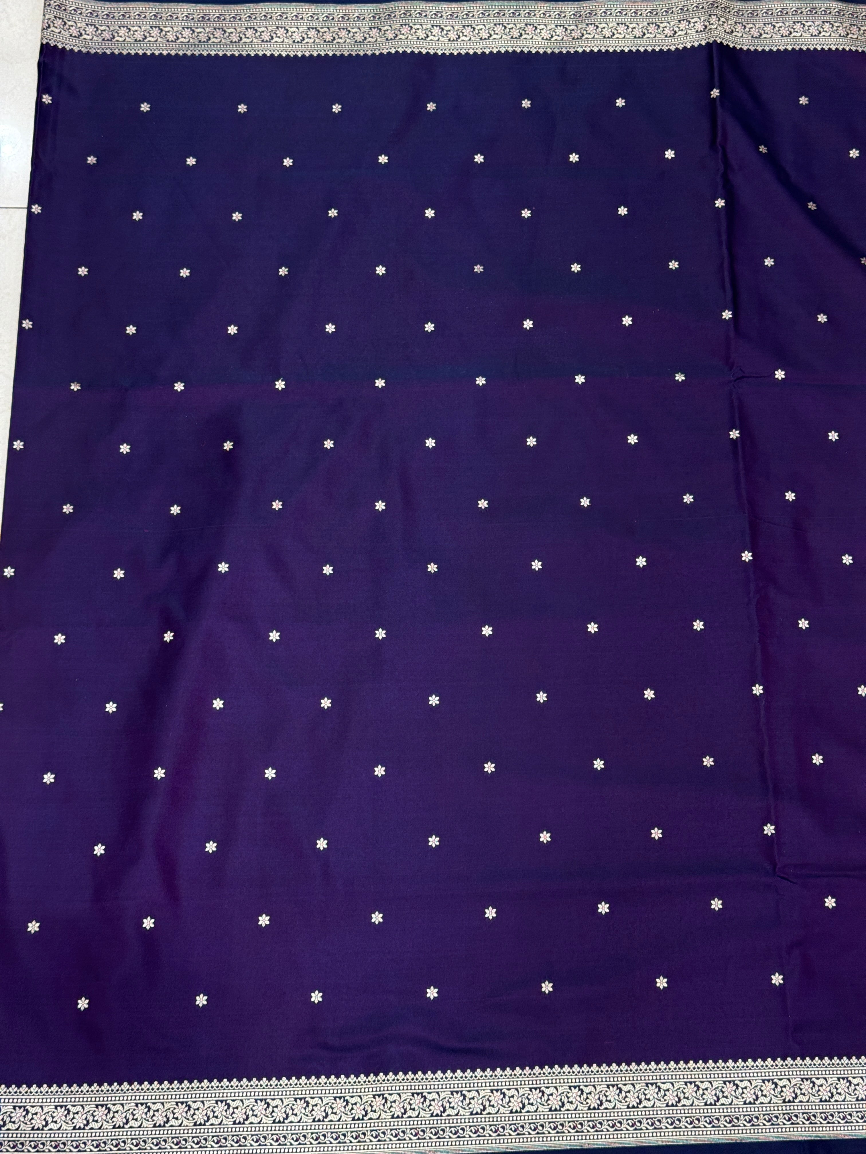 Violet Banarasi Silk Star Butti Saree