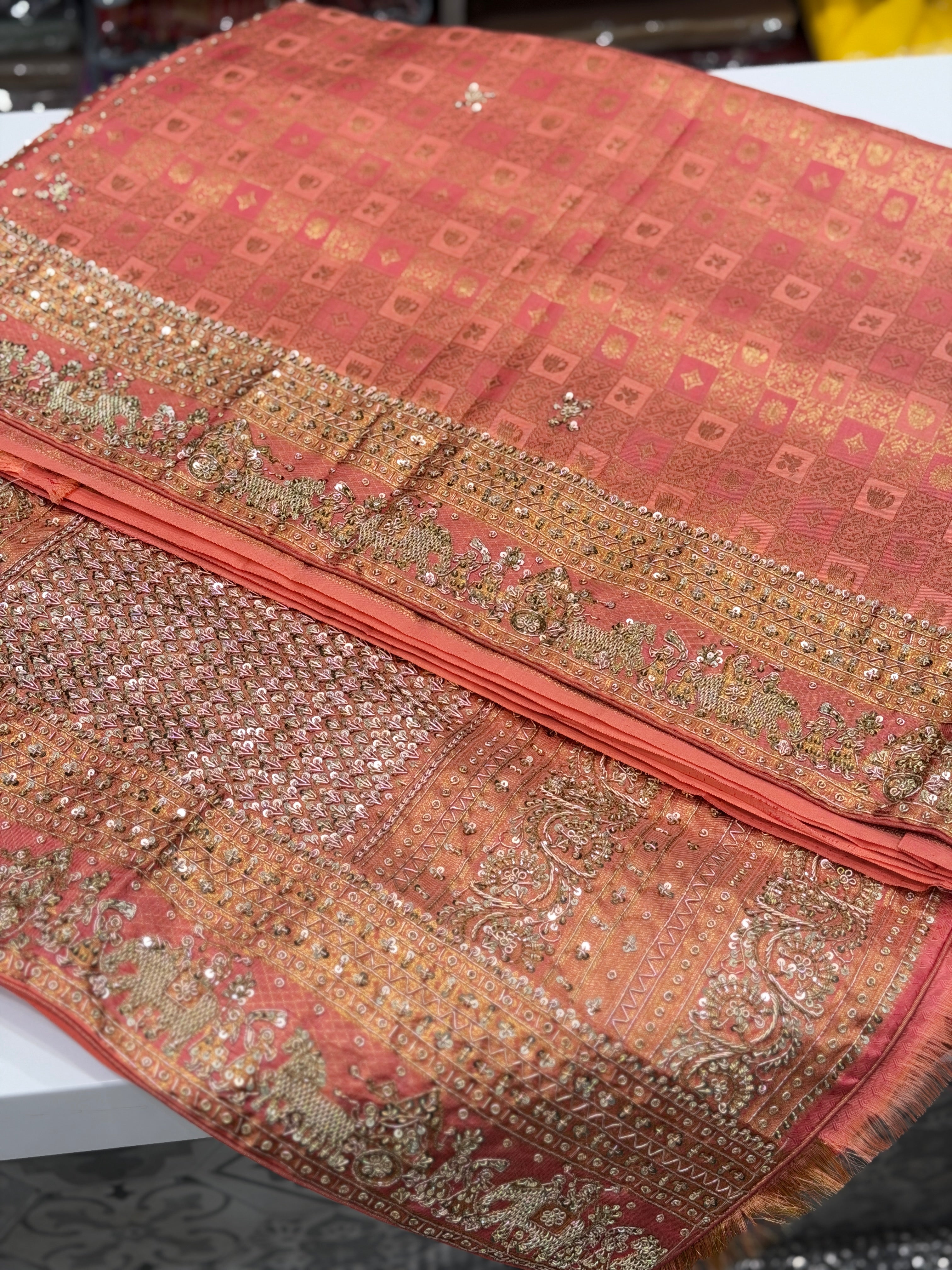 Pink Kanjivaram Doli Edit Zardosi Hand Embroidery Saree