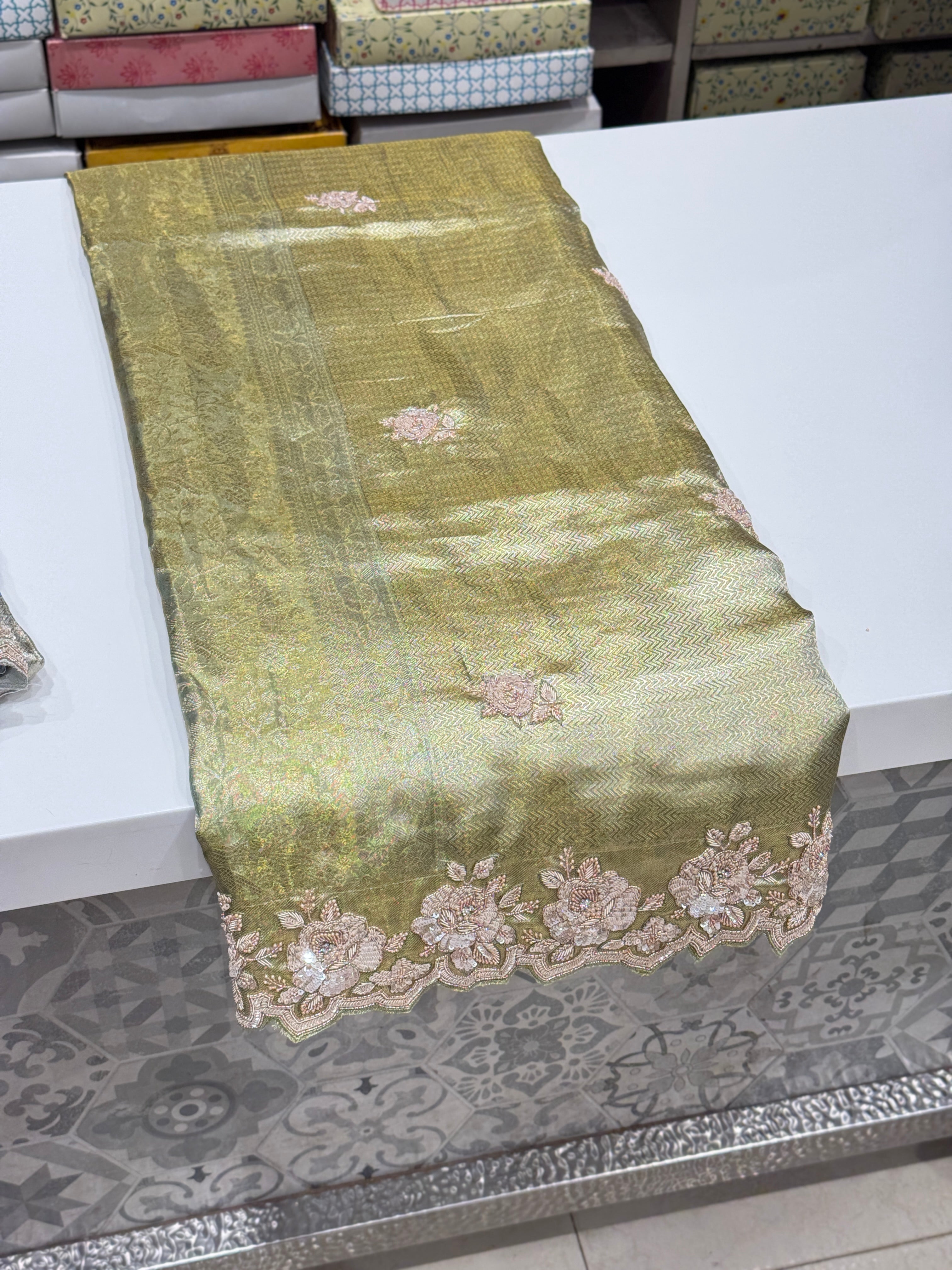 Green Kanjivaram Hand Embroidery Saree