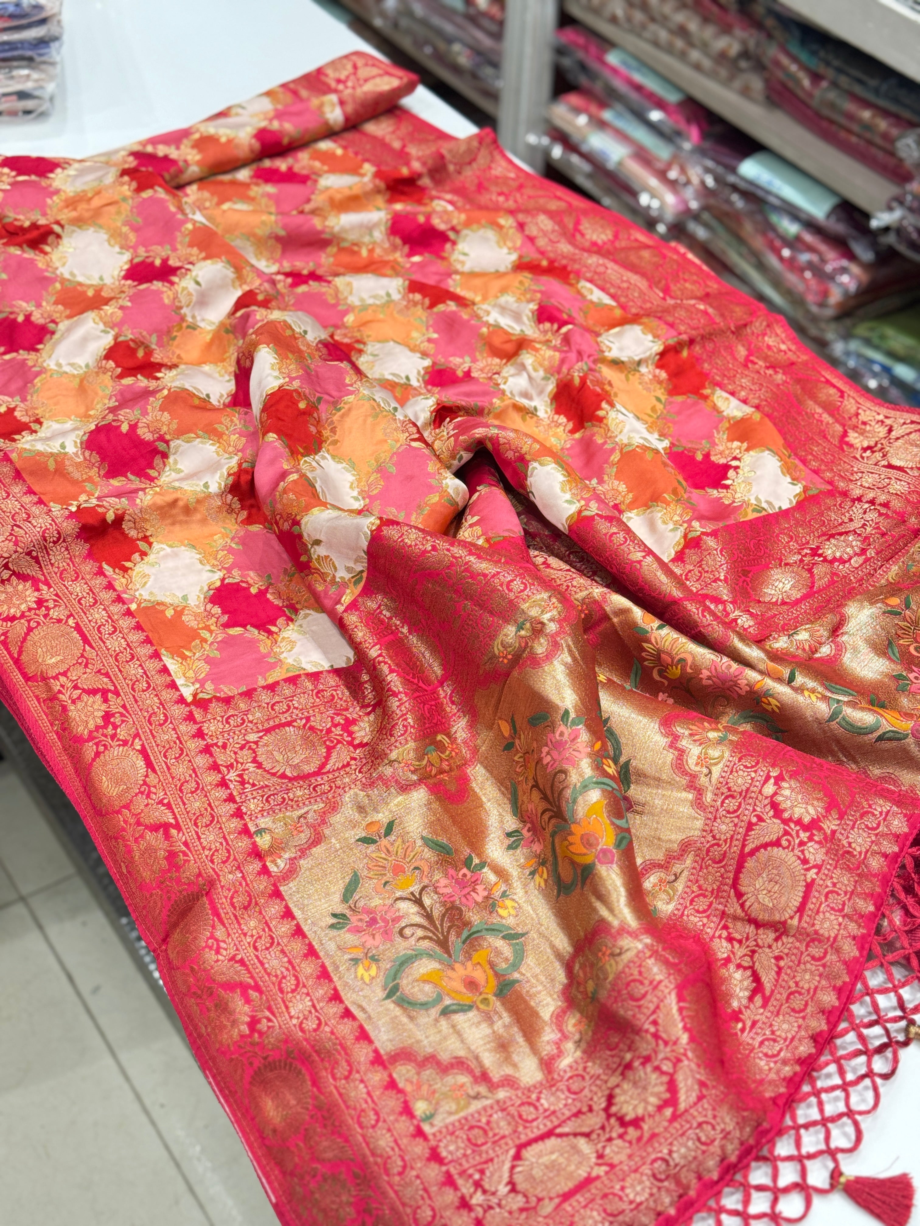 Banarasi Modal Satin Rangkat Saree