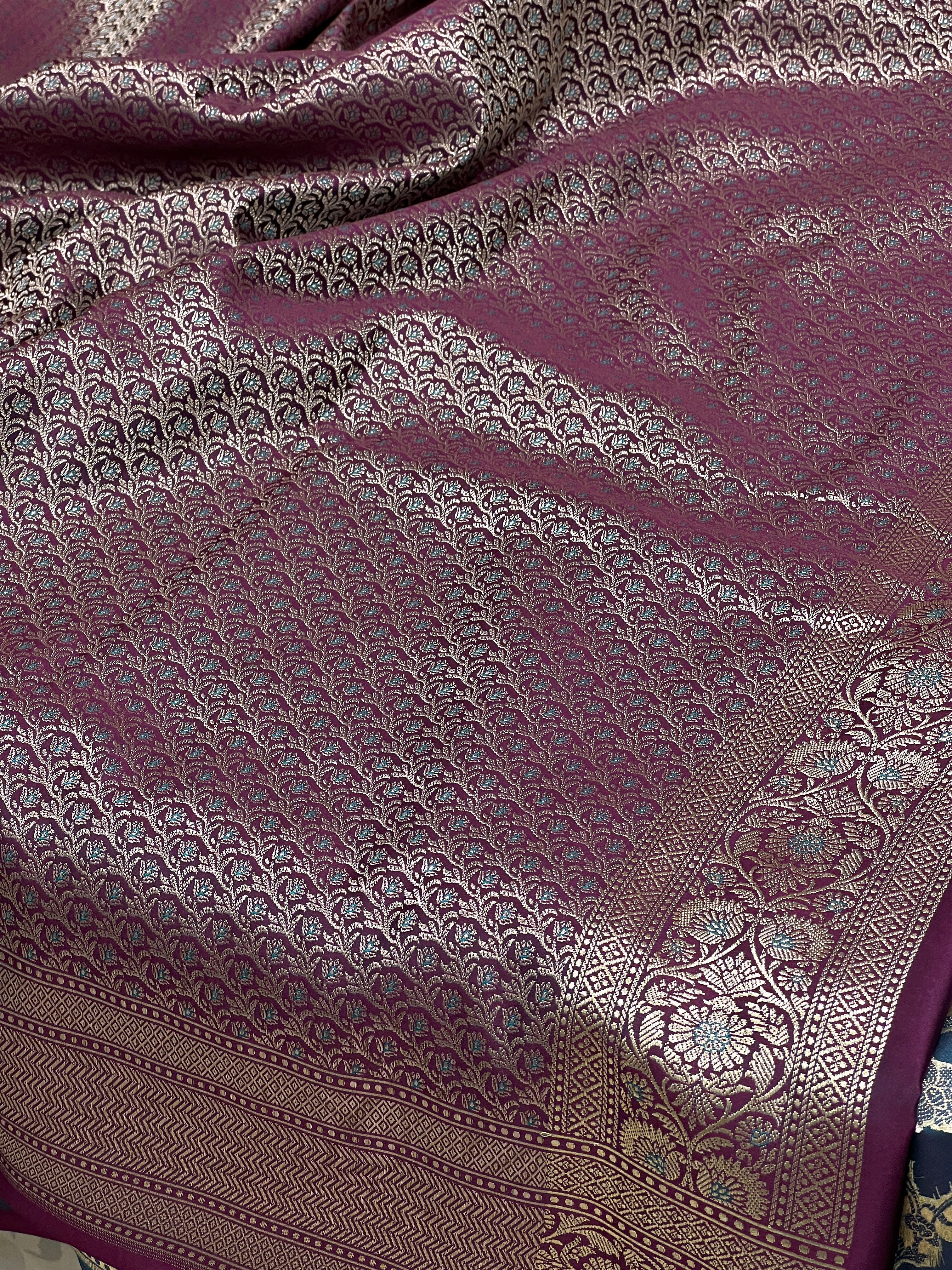 Purple Banarasi Jasmine Jaal Saree