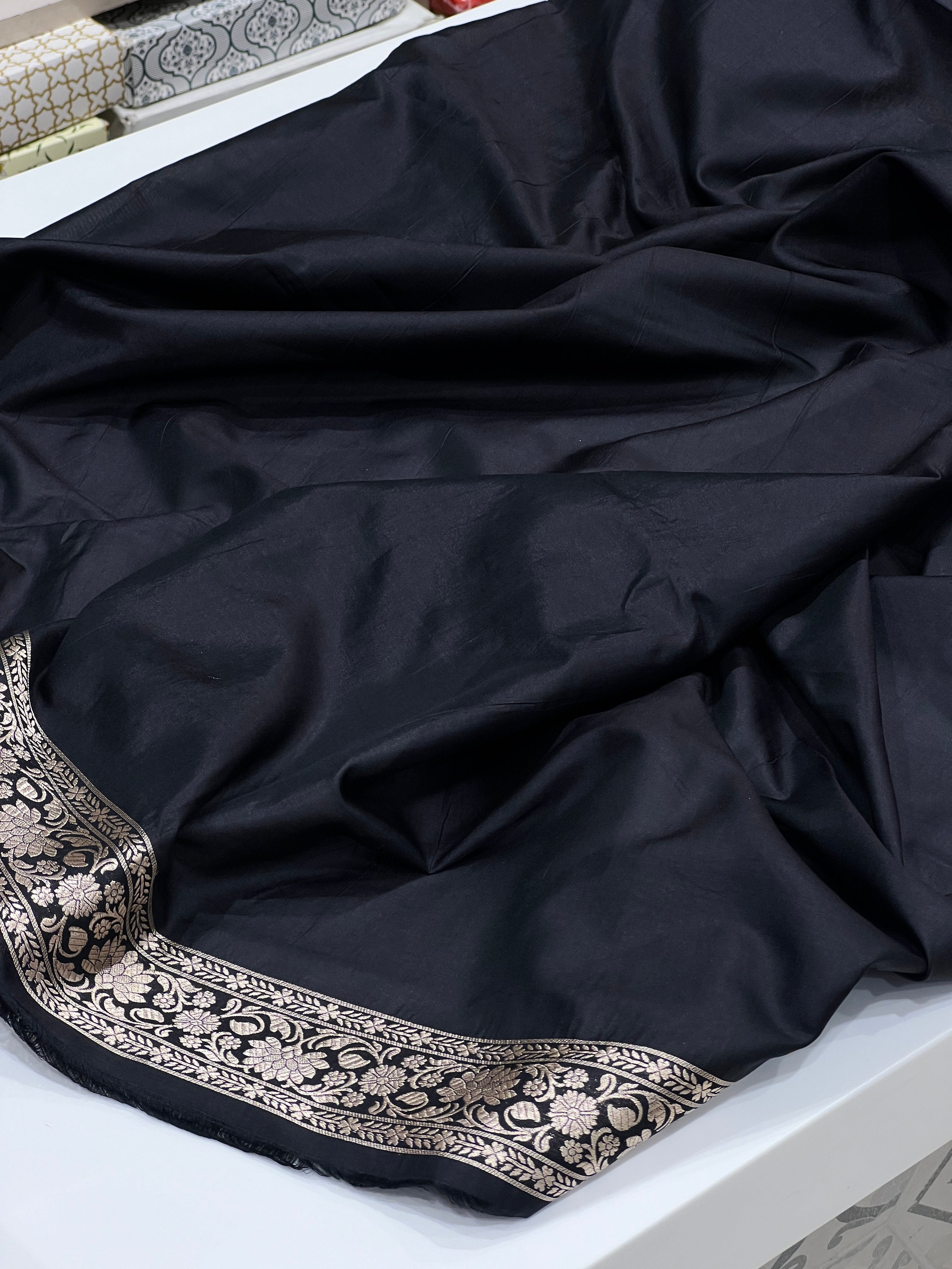 Black Katan Silk Jaal Saree