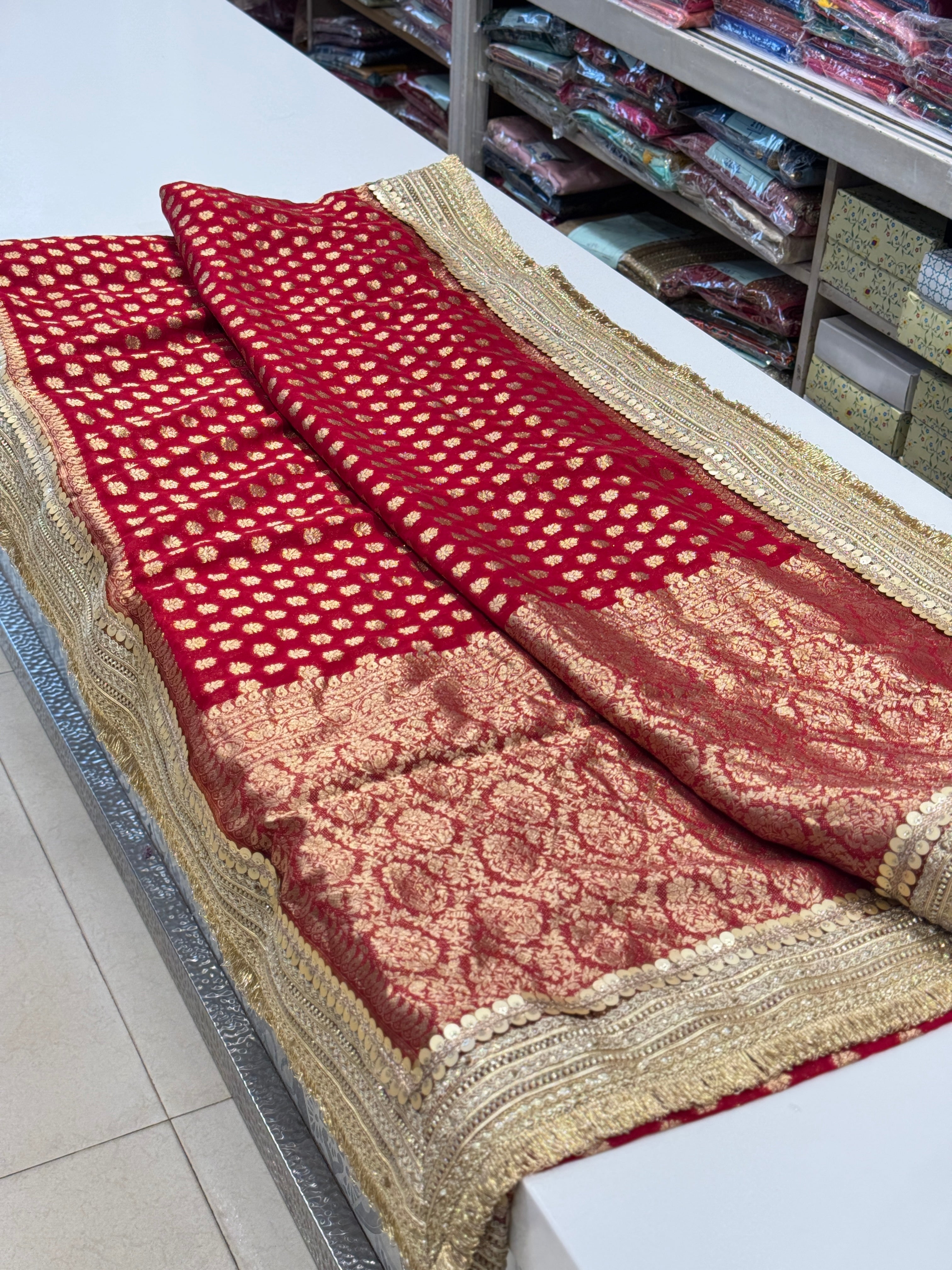 Red Georgette Buttis Saree Maharani Edit