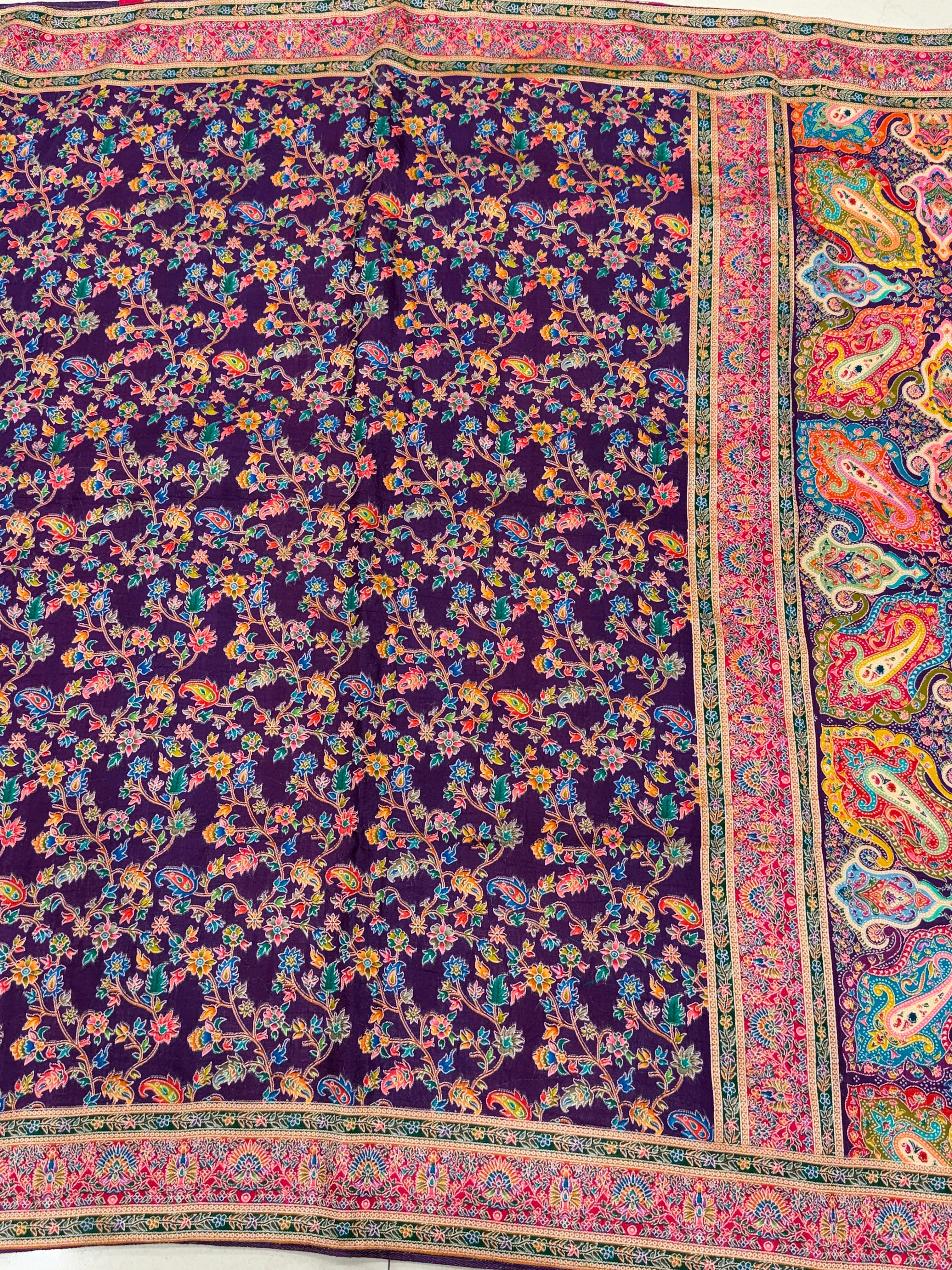 Violet Weaved Pashmina Style Multi Colour Saree