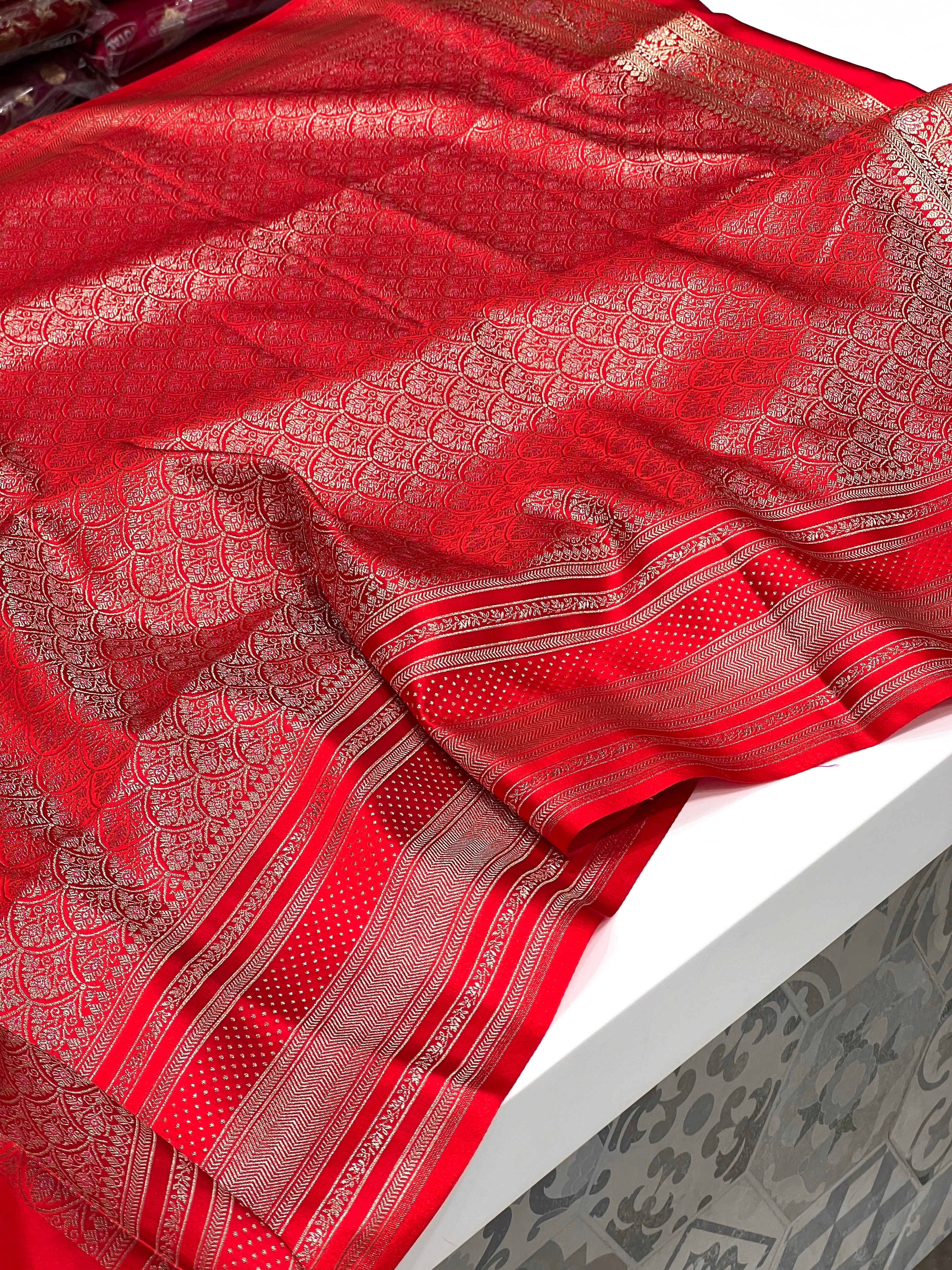 Red Banarasi Silk Butti Saree