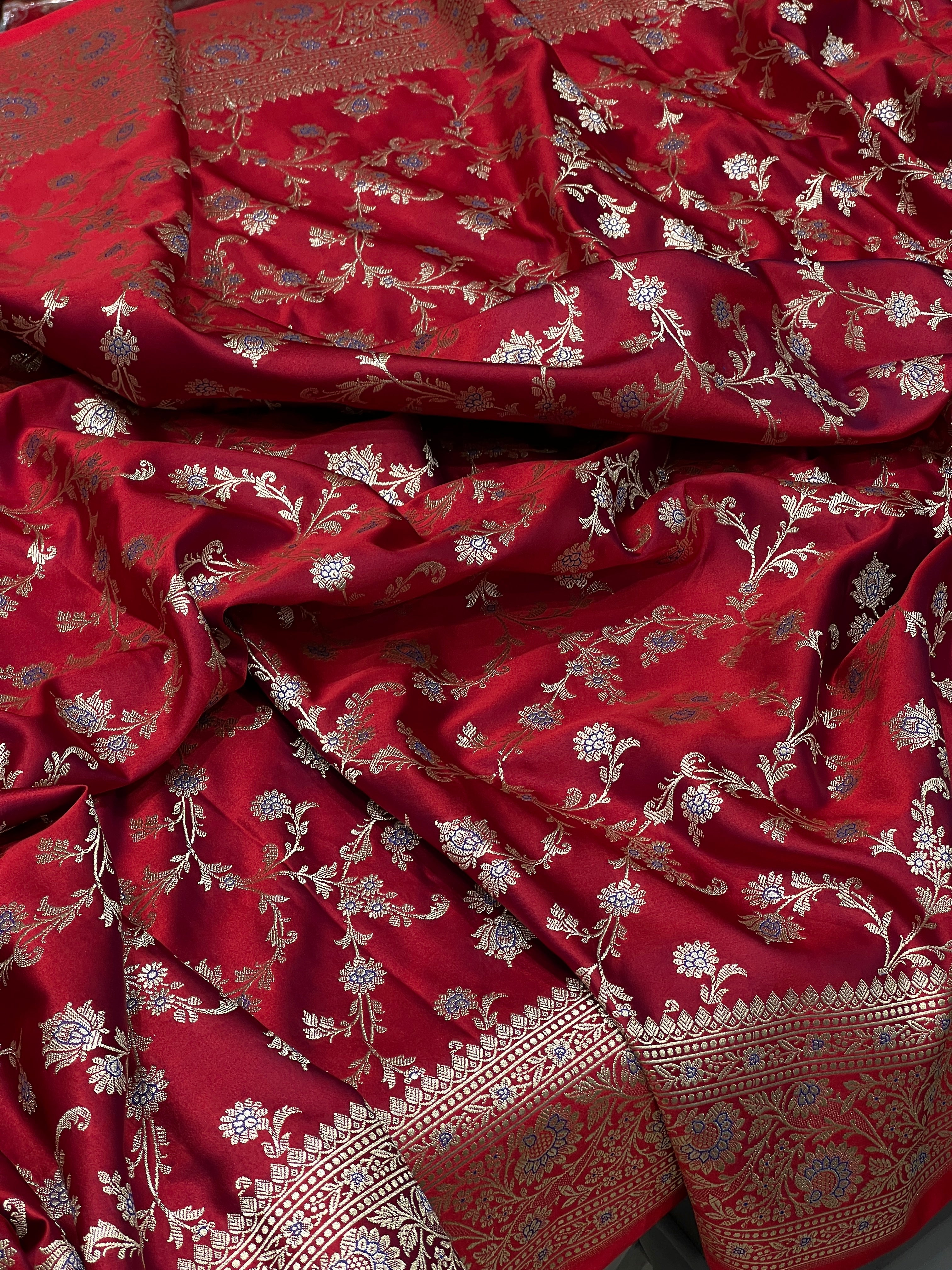 Maroon Banarasi Upside Down Border Saree