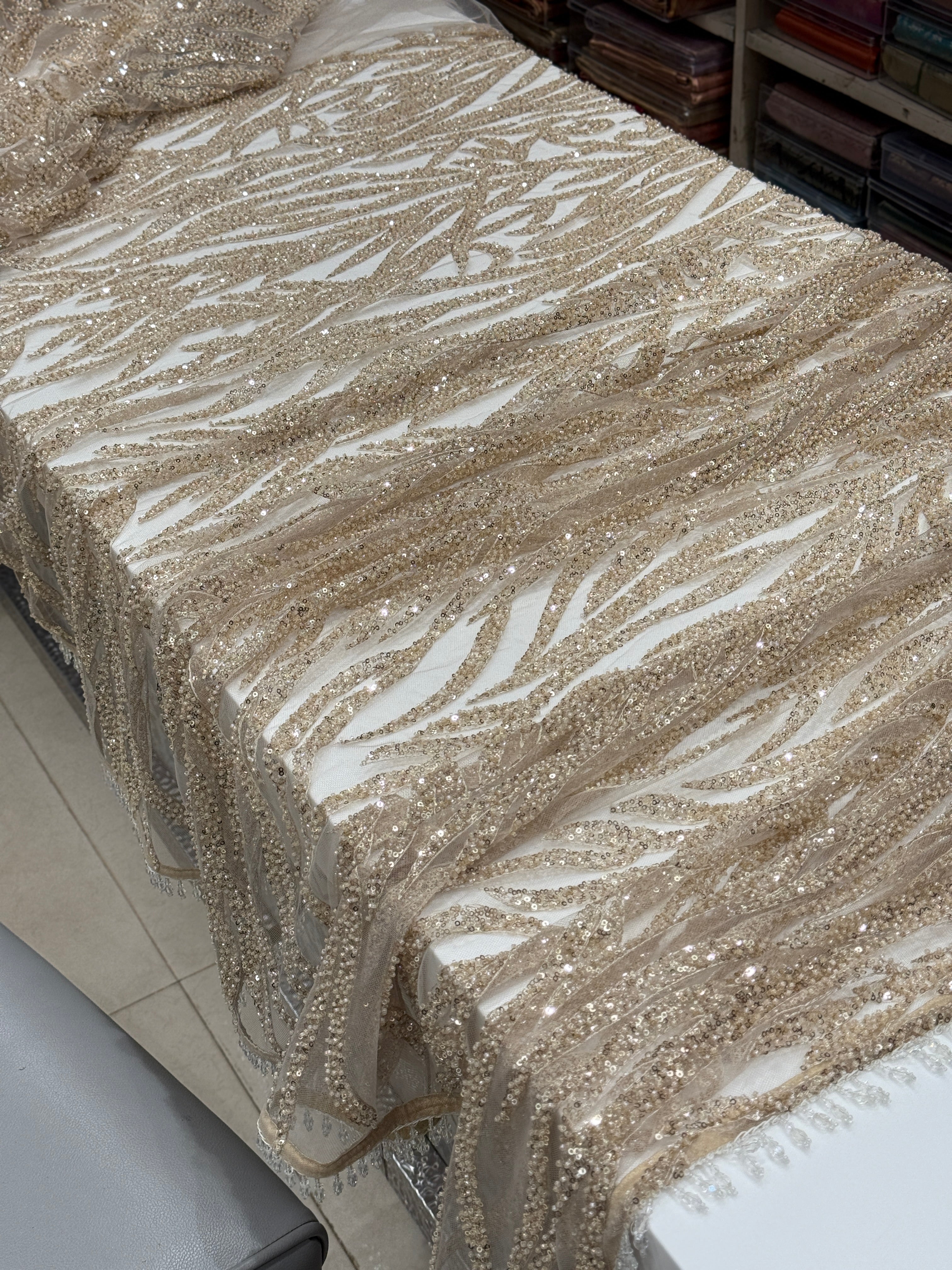 Gold Tiger Print Inspired Net Embroidery Saree