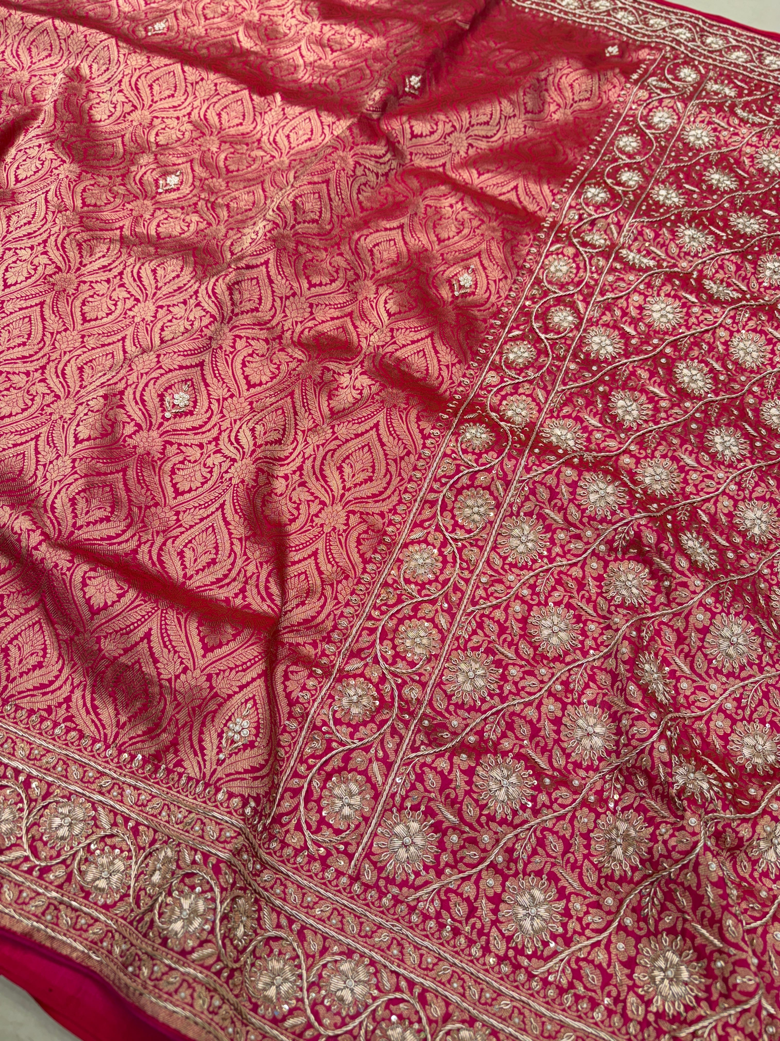 Jhanvi Kapoor Raw Mango Inspired Handloom Banarasi Katan Silk Zardosi Hand Embroidery Saree