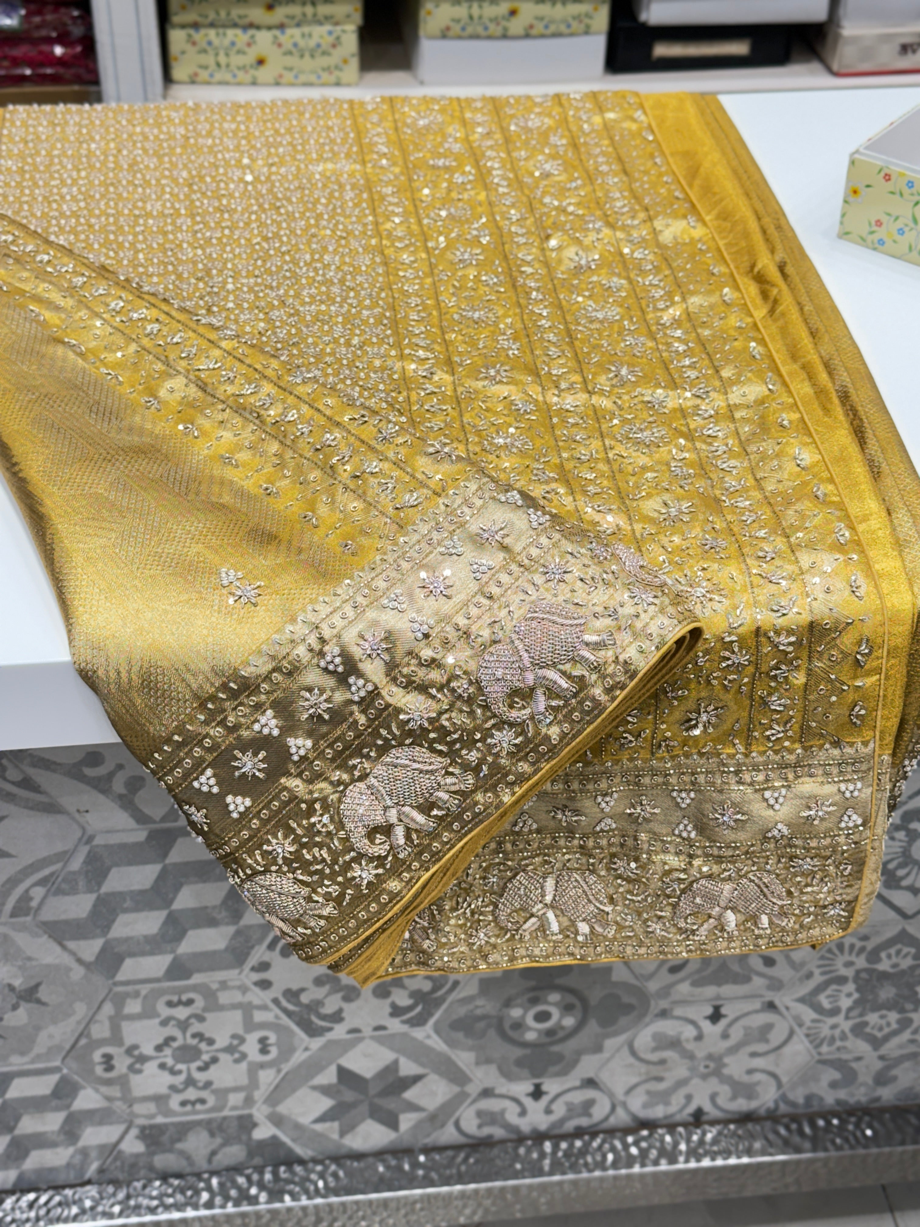 Kanjivaram Hand Embroidery Saree