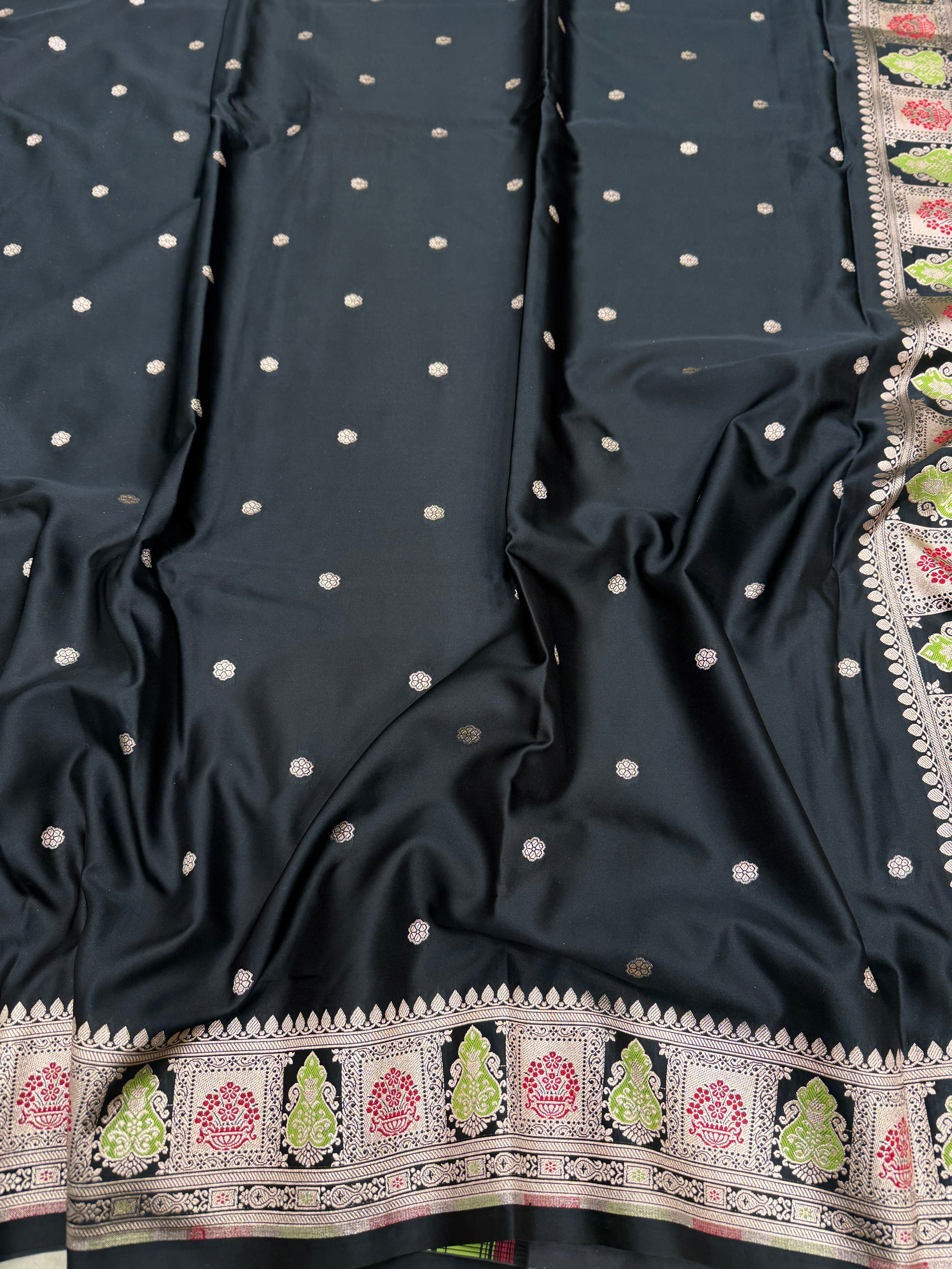 Black Meenakari Border Banarasi Silk Saree
