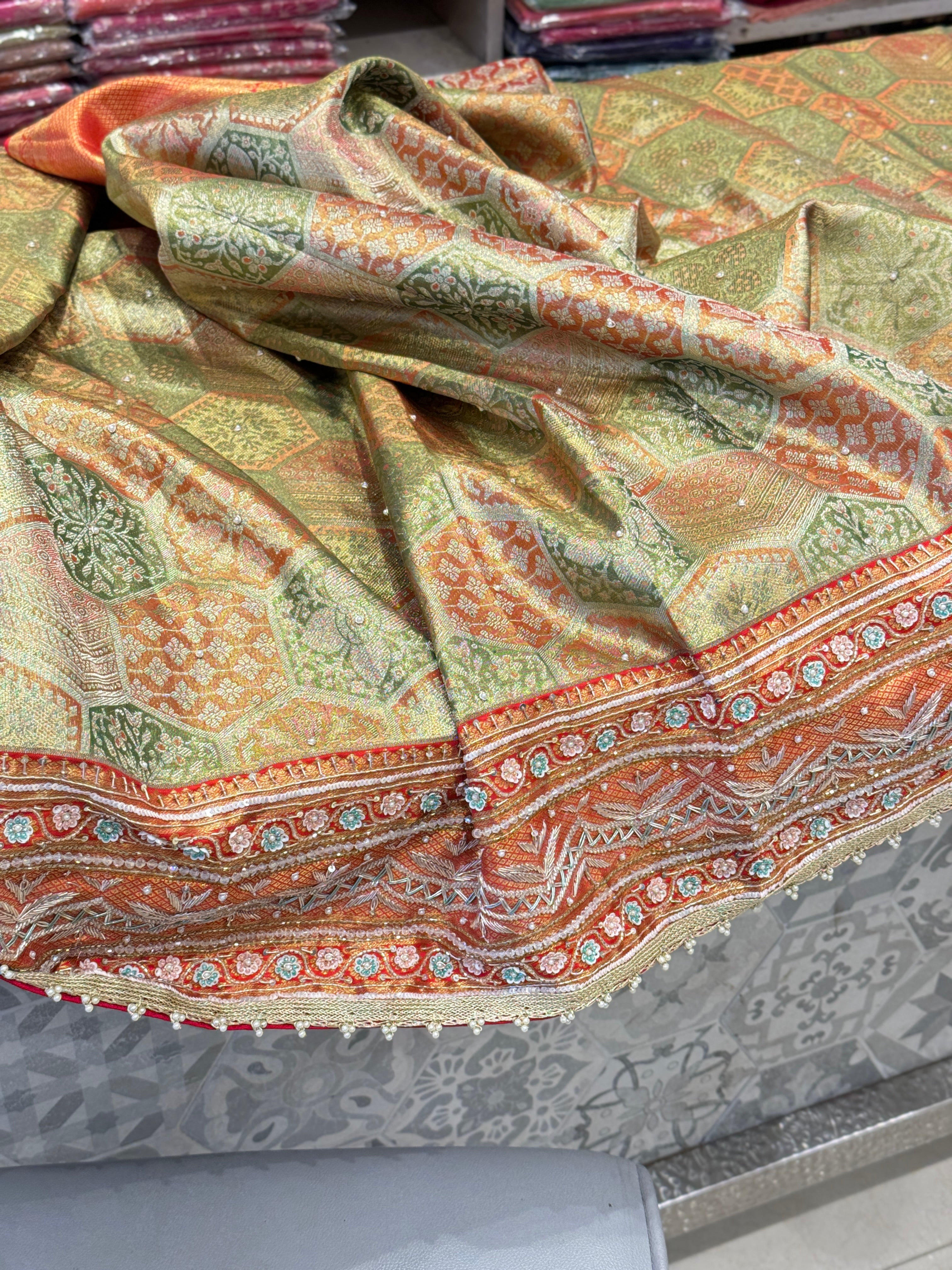 Kanjivaram Hand Embroidery Saree