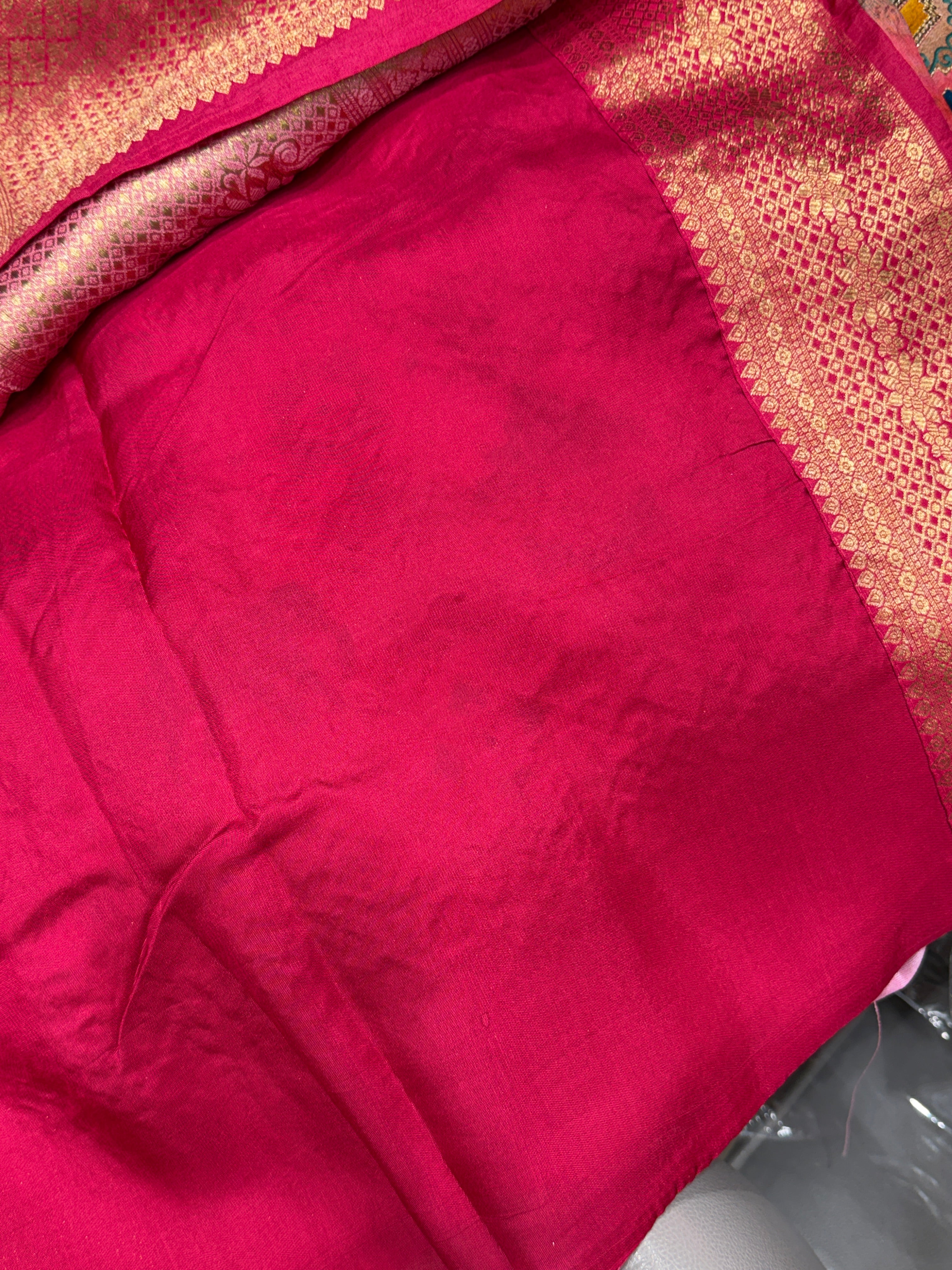 Beige Banarasi Munga Patola Style With Pita Embroidery