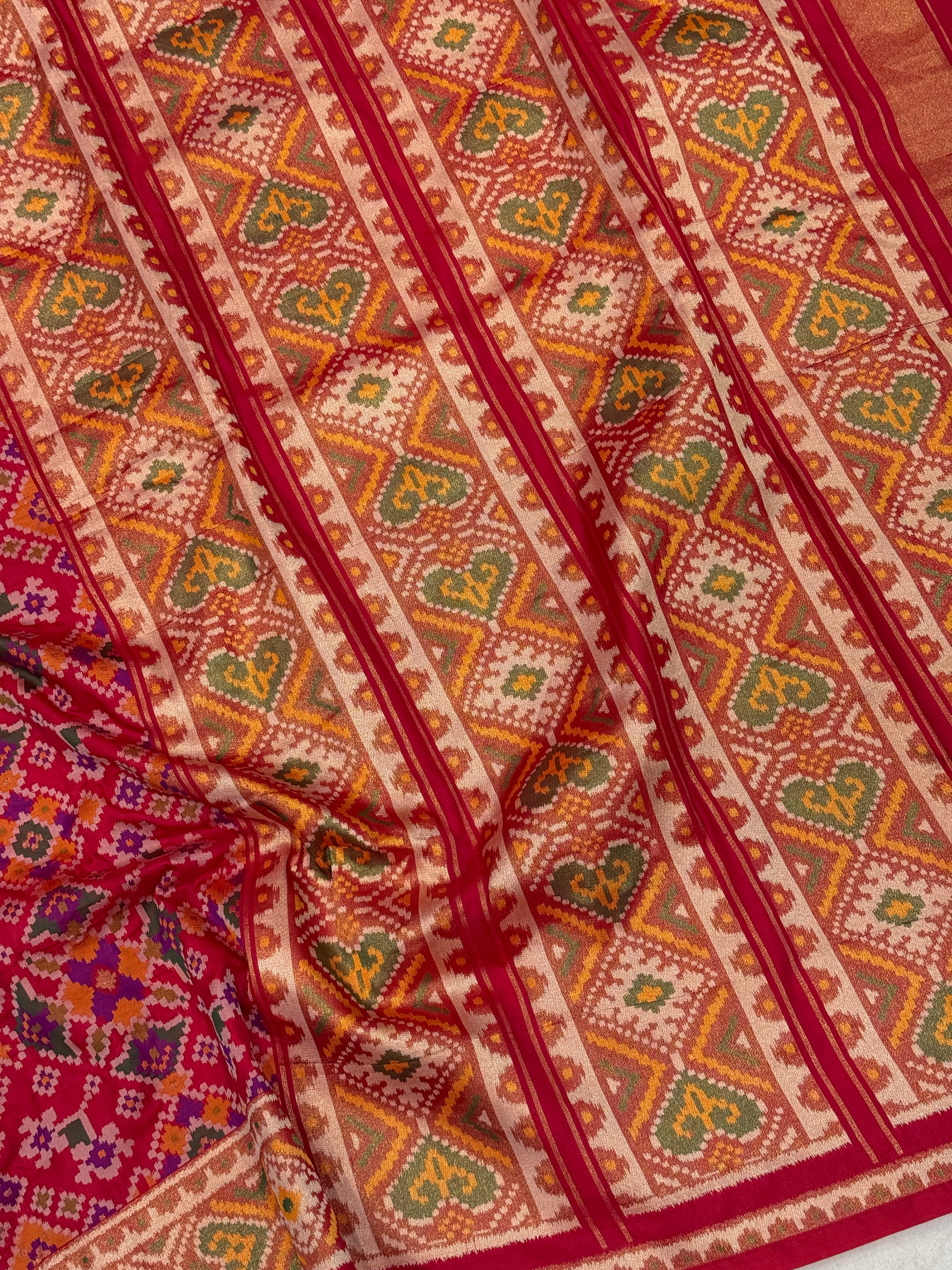 Red Ratan Bhat Semi Silk Weaved Patan Patola Saree