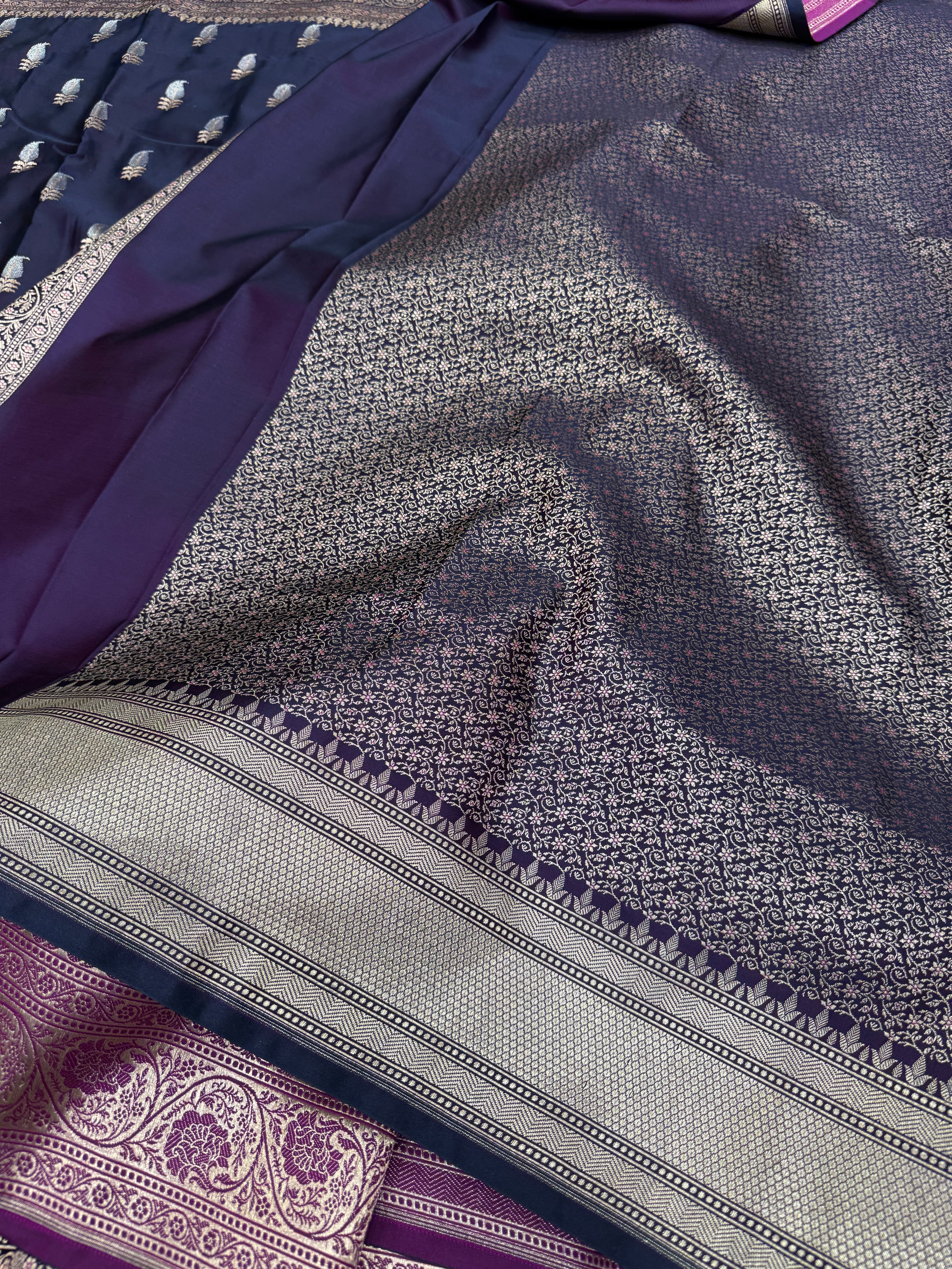 Purple Banarasi Silk Sona Roopa Buttis Saree