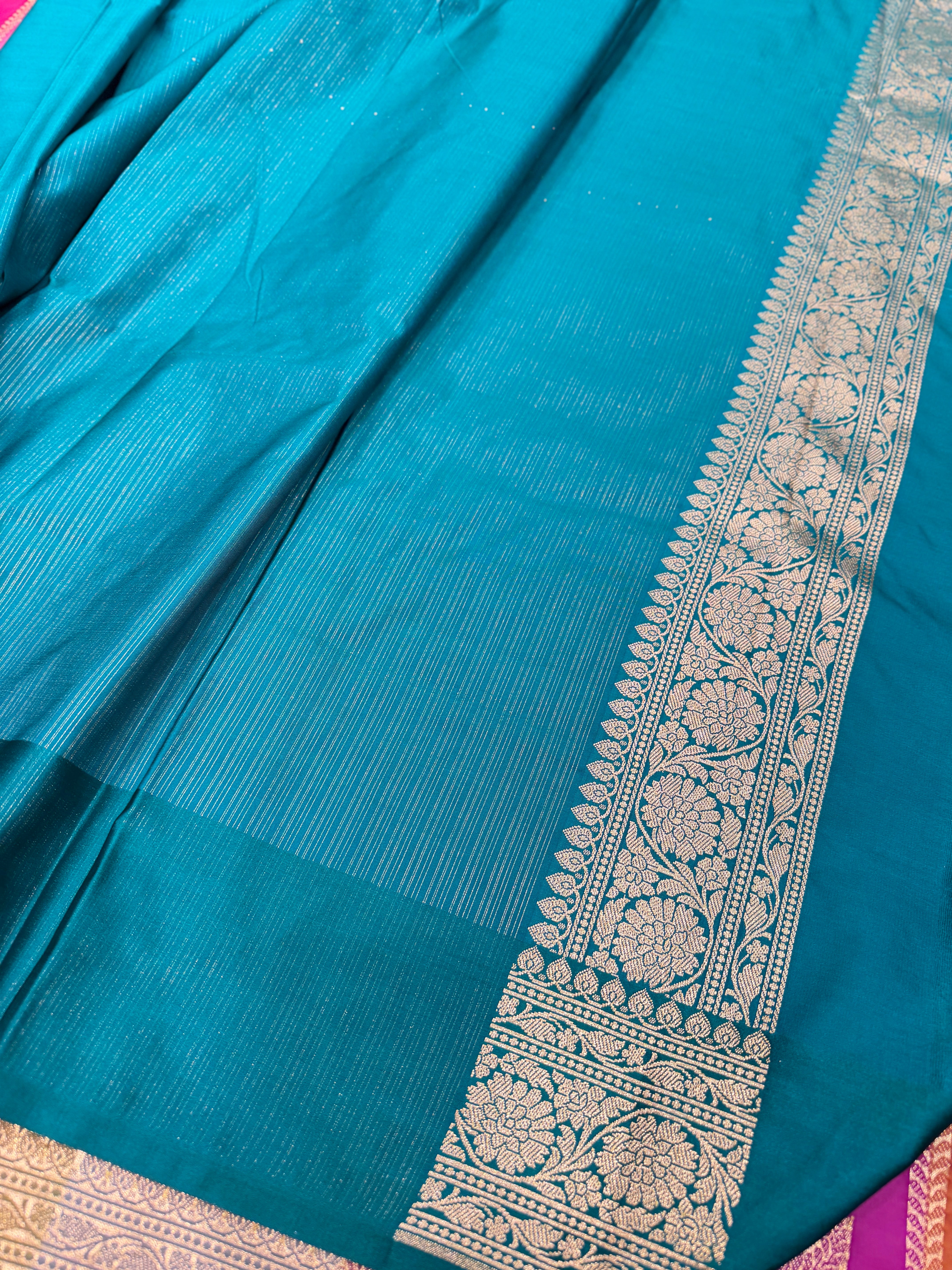 Rani Banarasi Rangkat Contrast Border Saree