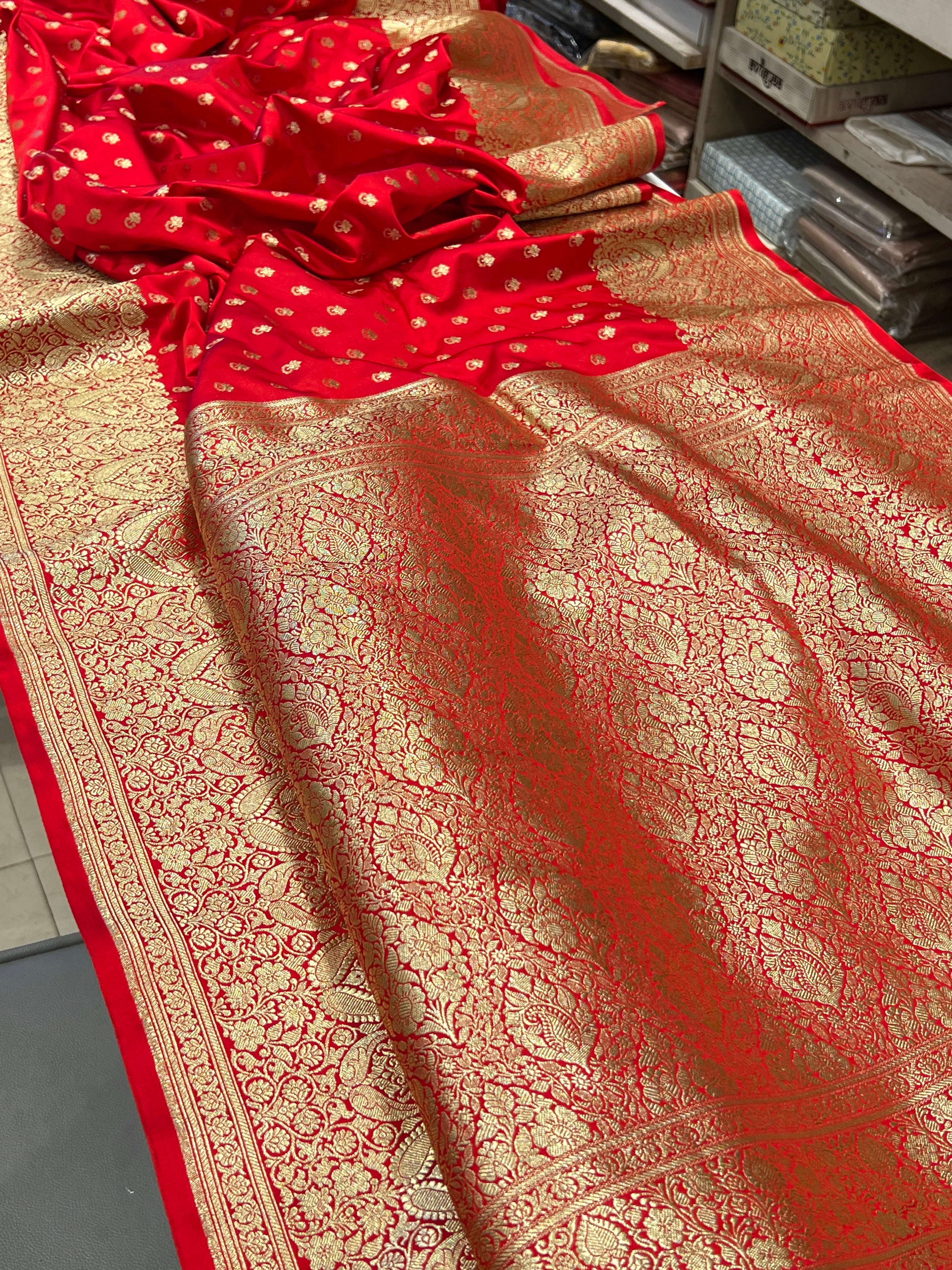 Red Banarasi Silk Butti Saree