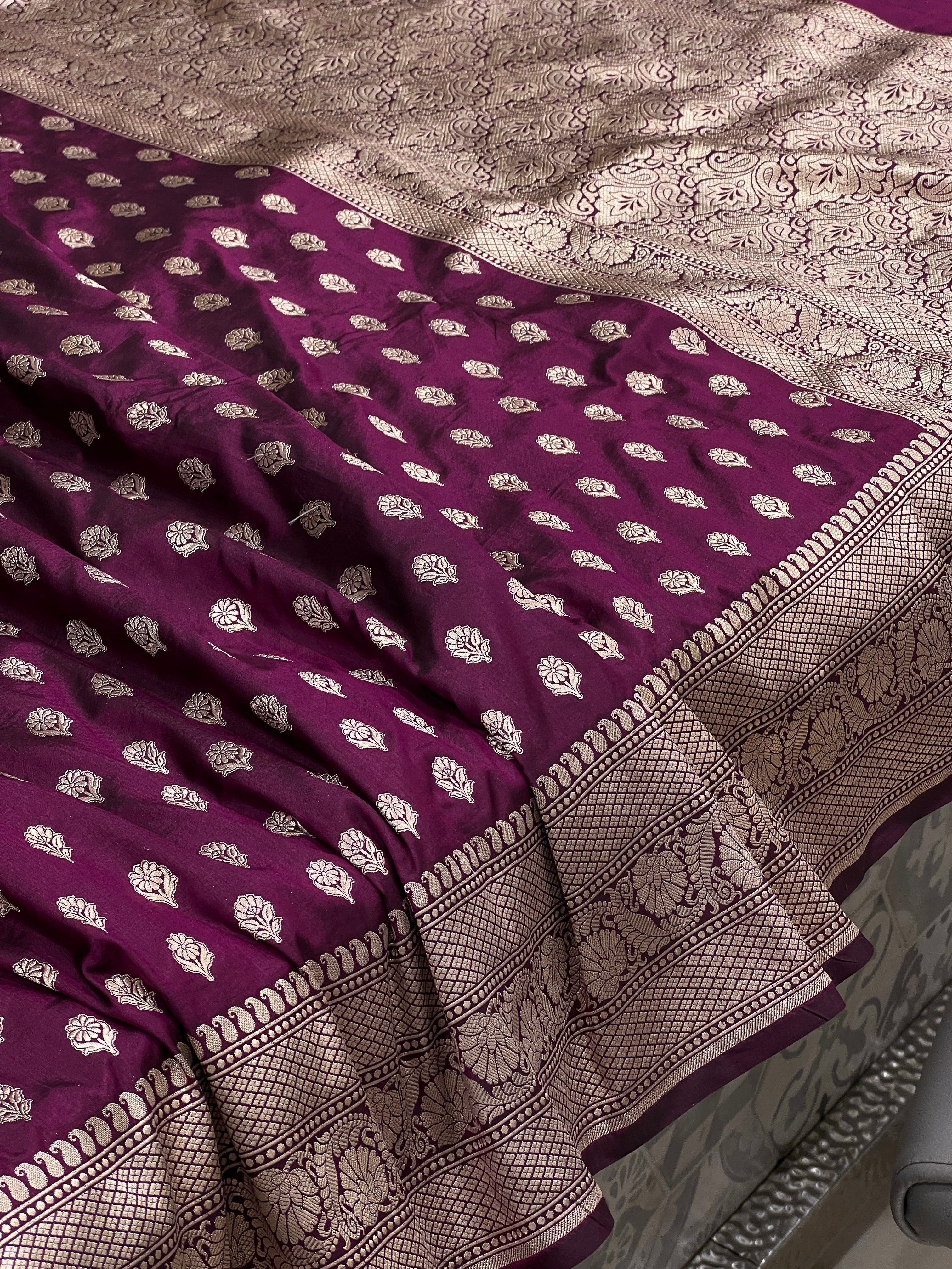 Wine Handloom Katan Silk Saree