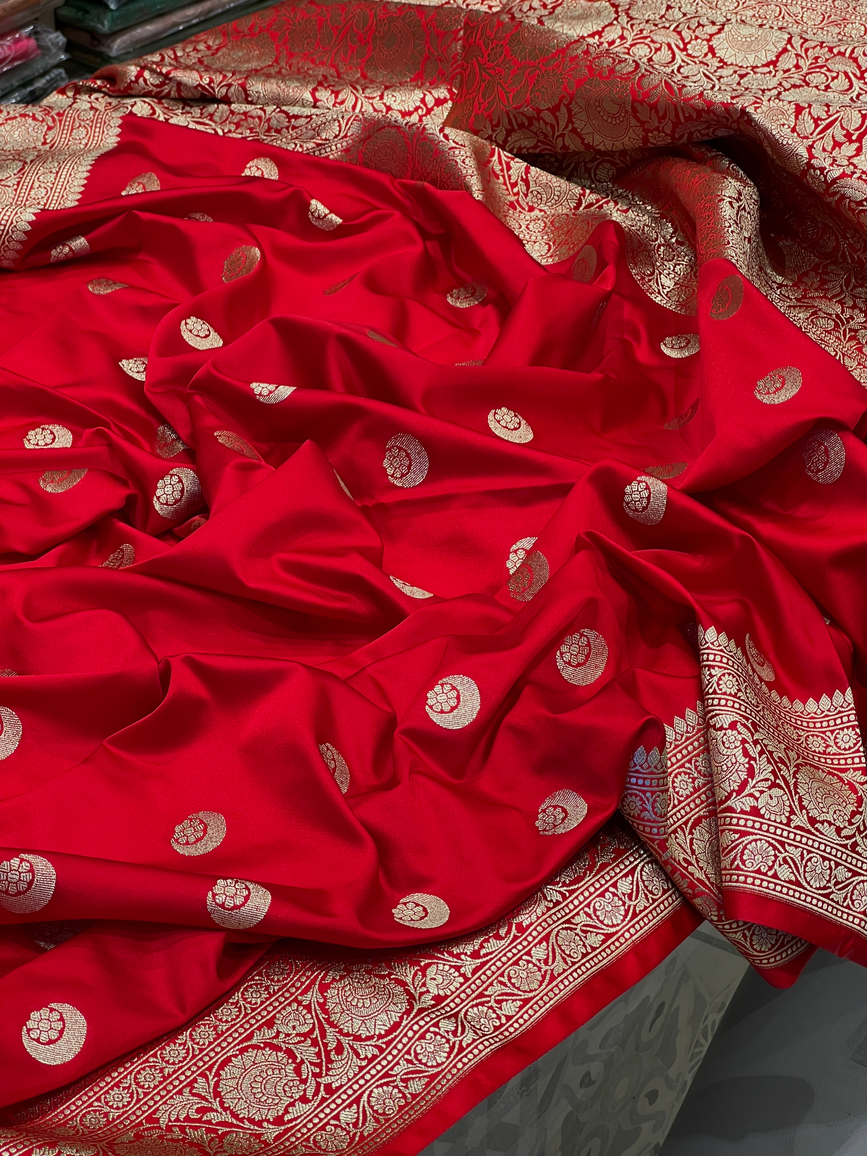 Red Banarasi Chand Butti Saree