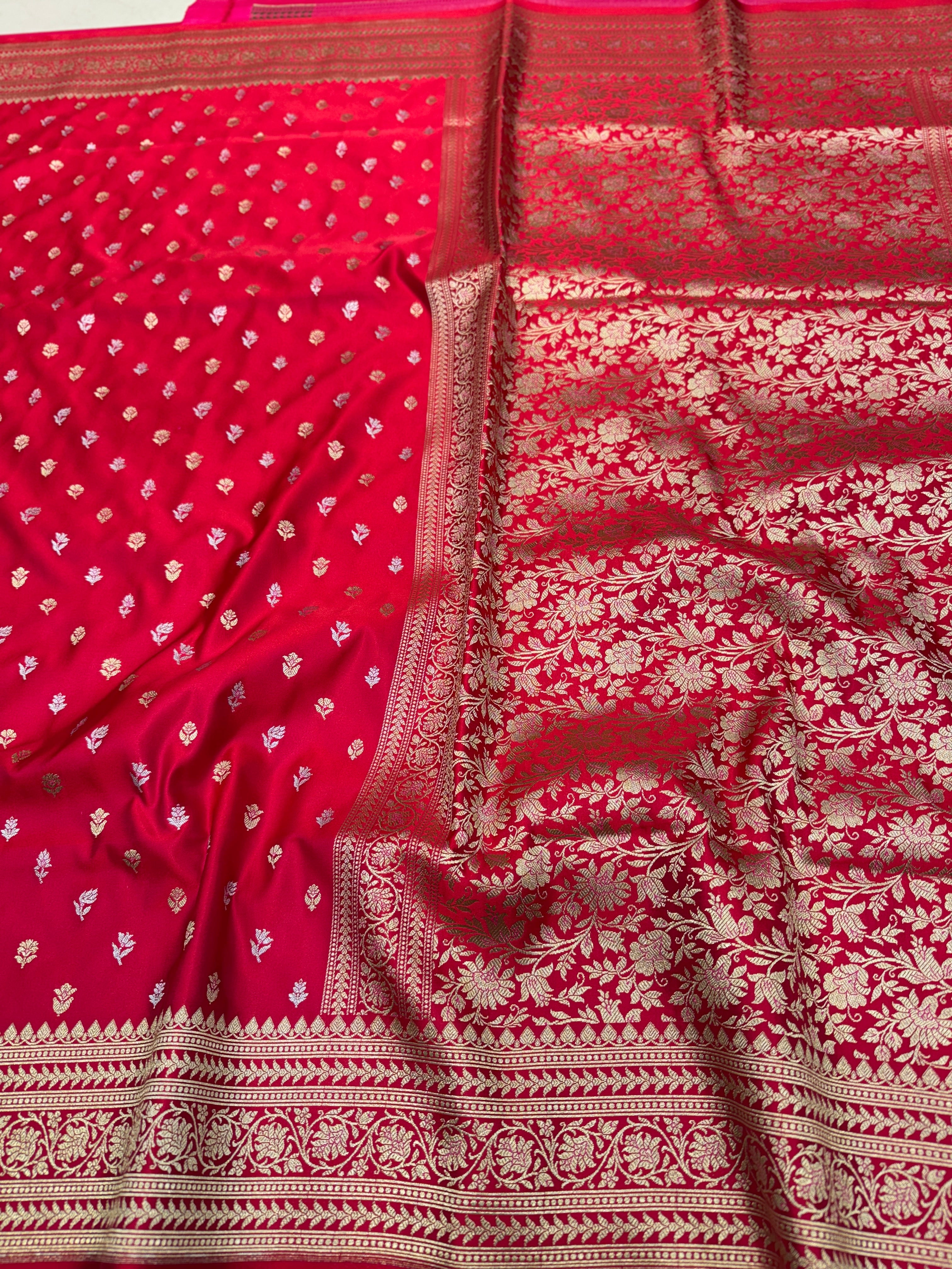 Crimson Red Banarasi Butti Banarasi Silk Saree