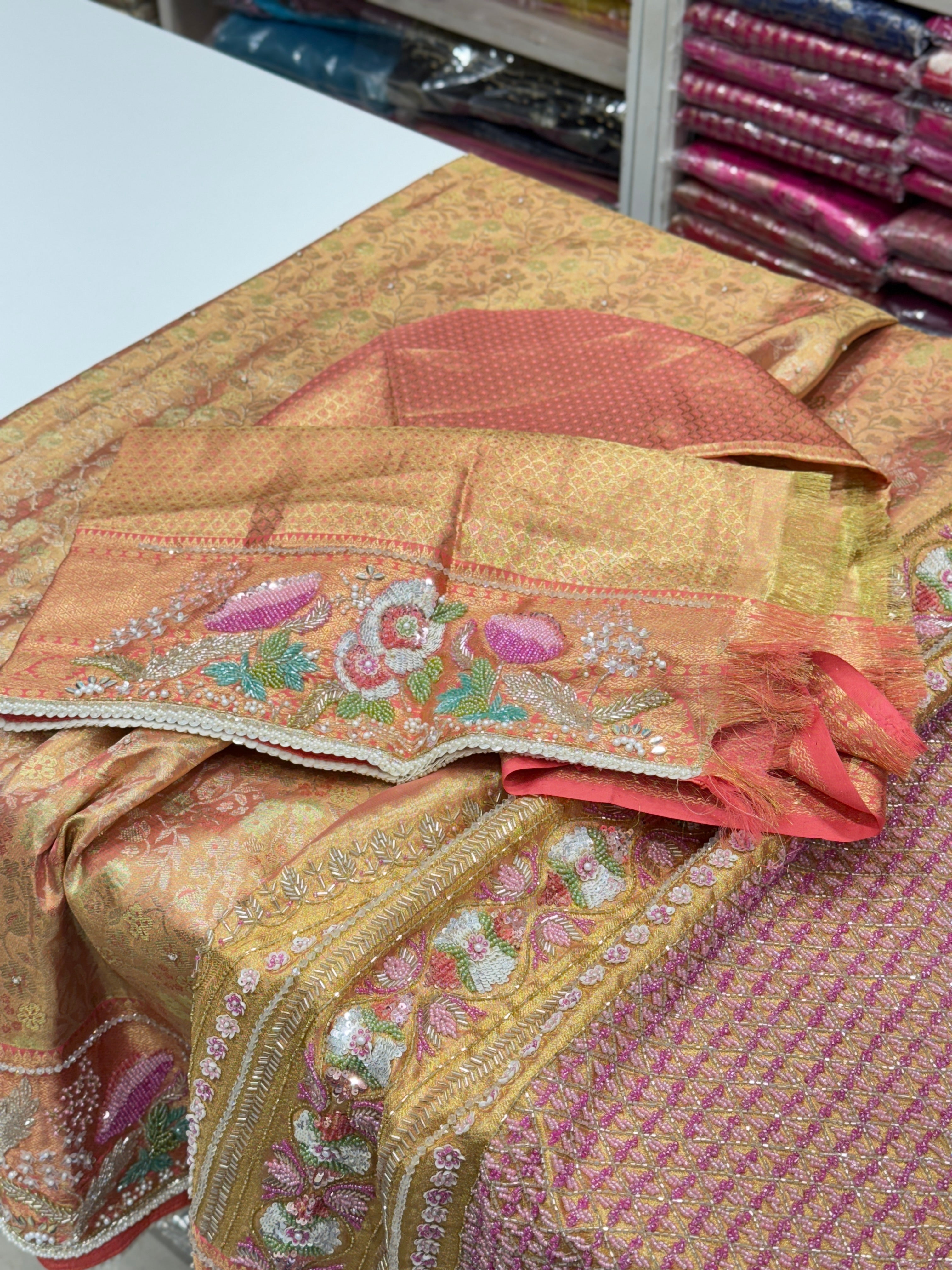 Kanjivaram Hand Embroidery Saree