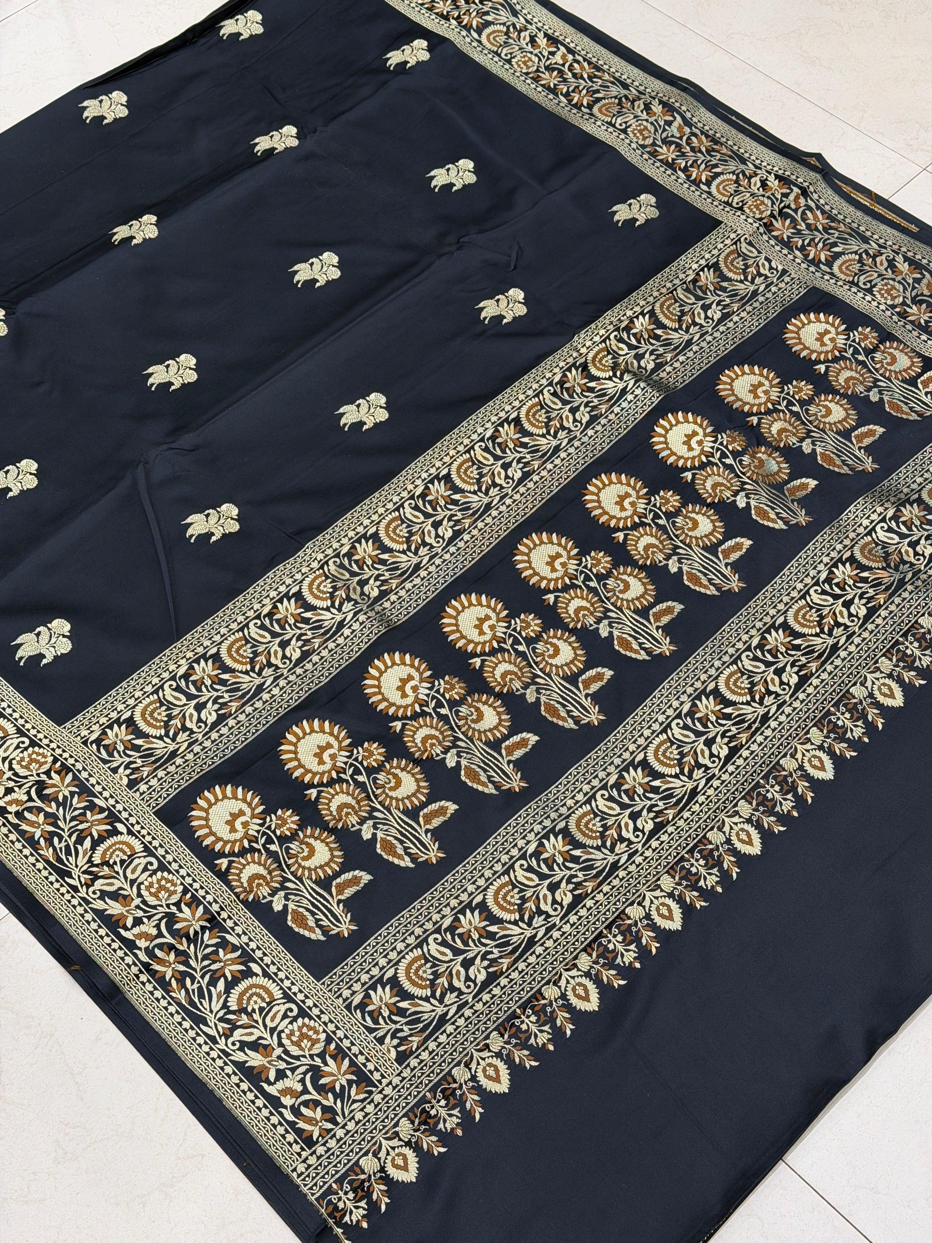 Black Rose Edit Banarasi Silk Meenakari Saree